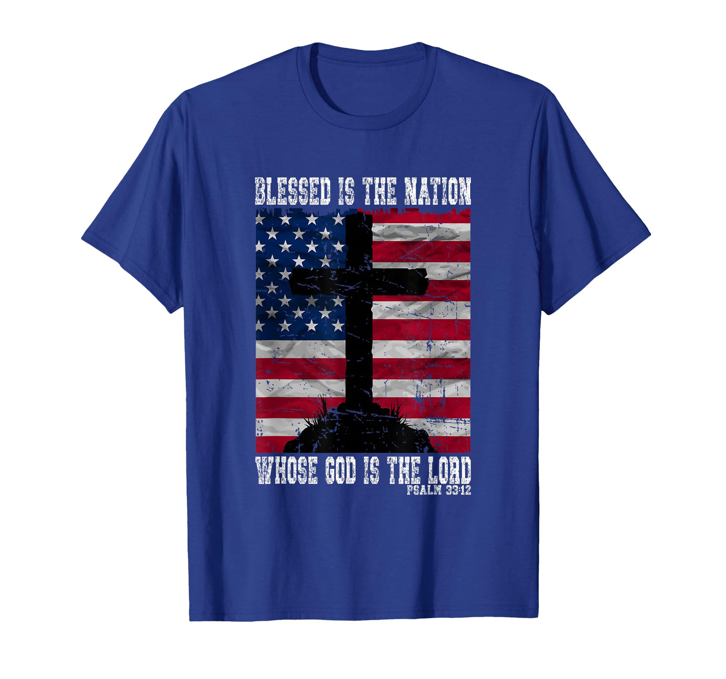 Cross and Flag Blessed Is The Nation Patriotic Christian Art T-Shirt