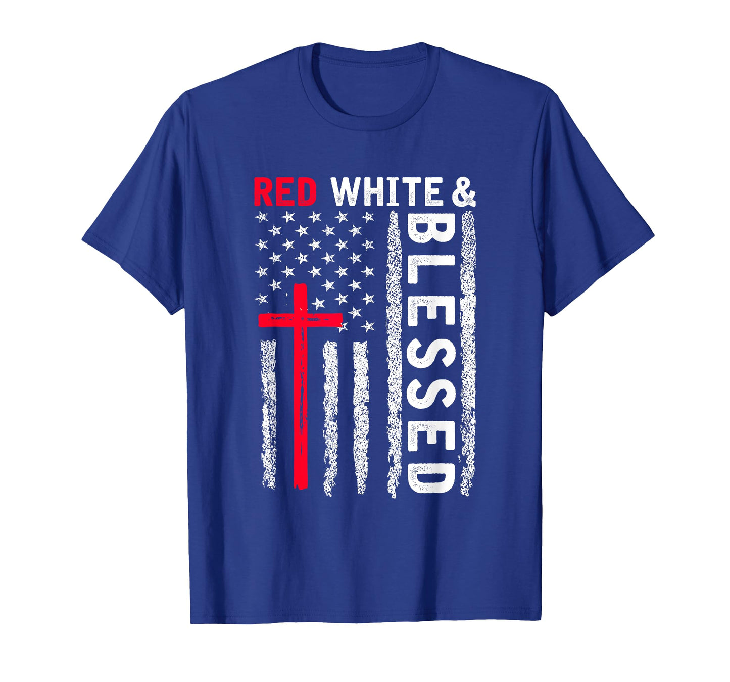 Christian Cross Red White & Blessed 4th Of July Men Women T-Shirt