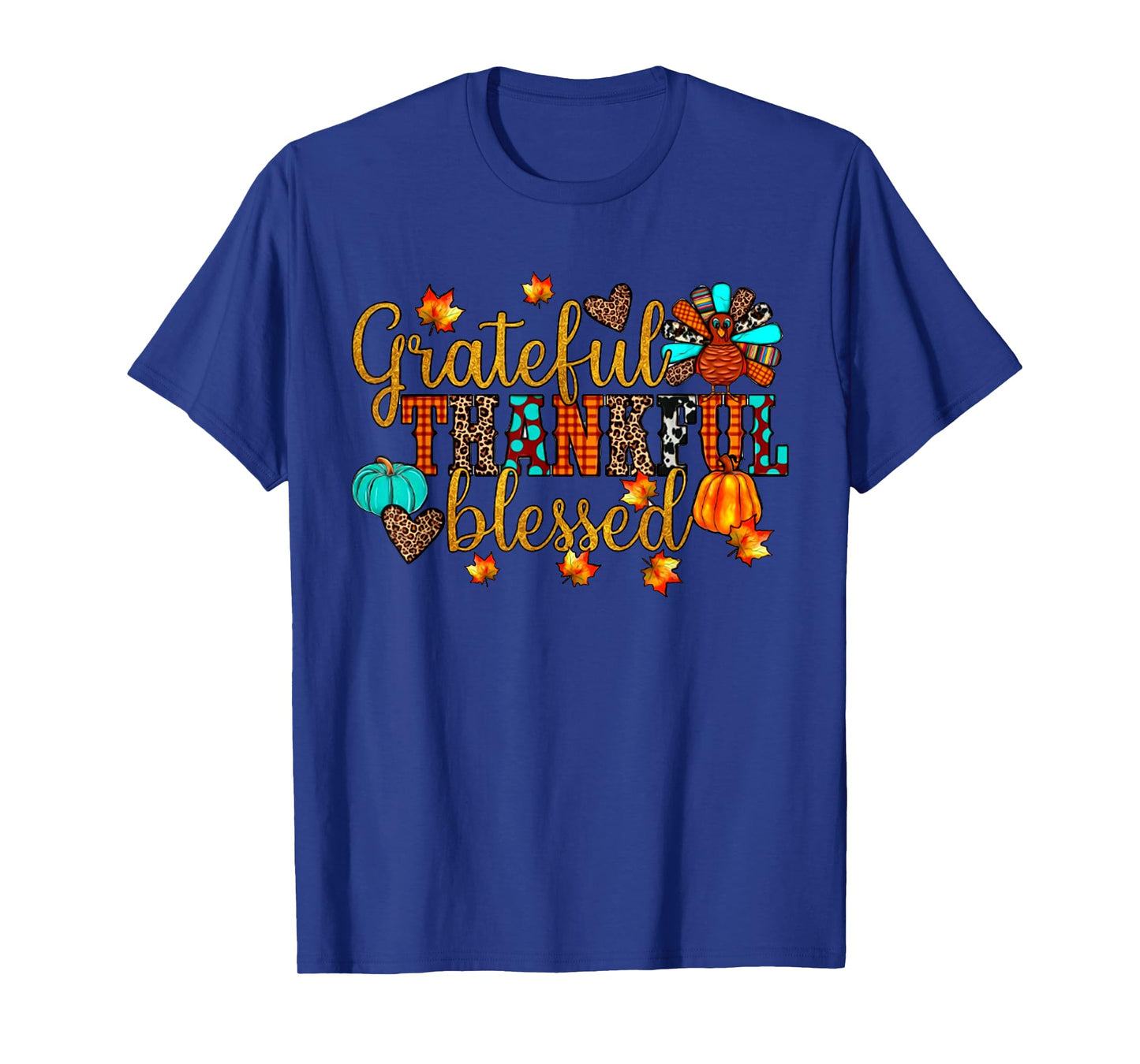 Thankful Grateful Blessed Christian Religious Thanksgiving T-Shirt