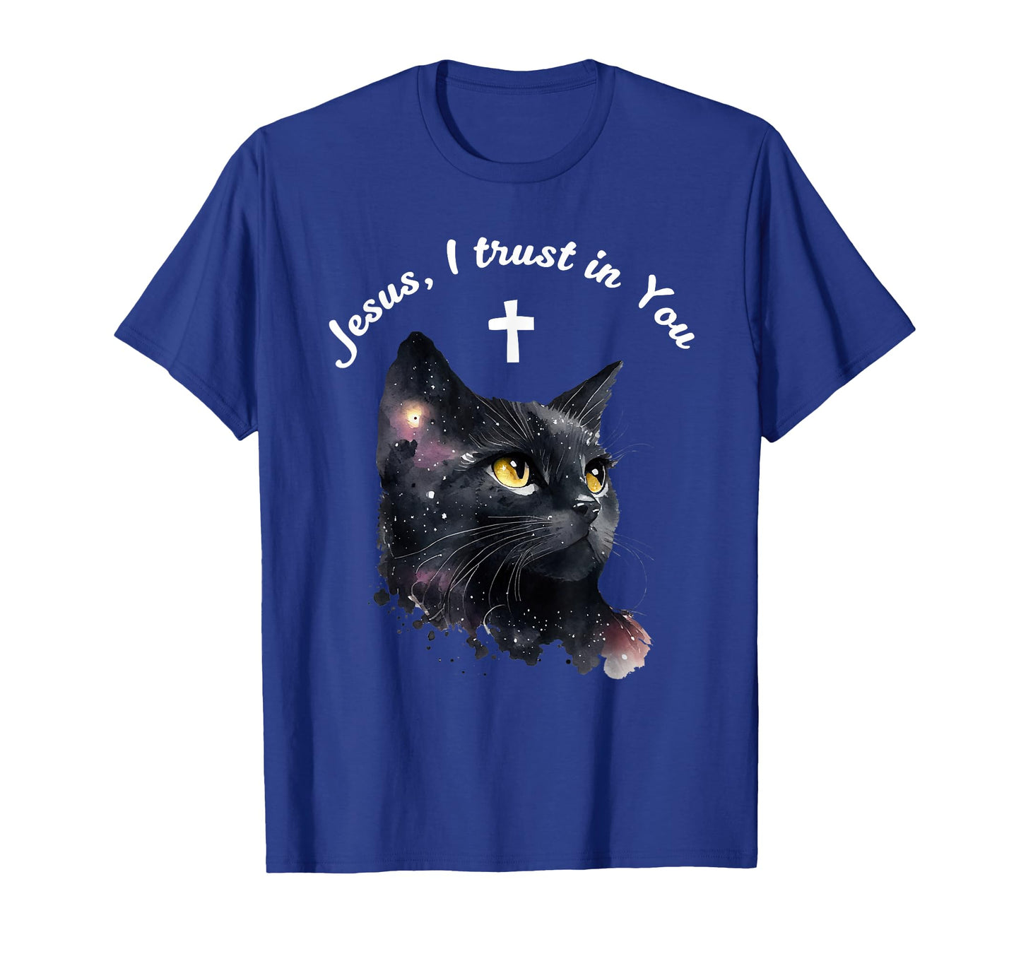 Catholic Woman Girl Jesus Kitty Black Cat Christian Faith T-Shirt