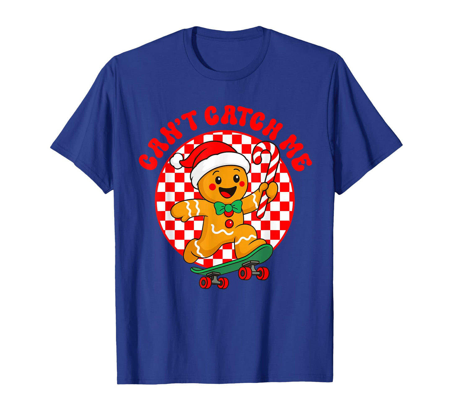 Can't Catch Me Retro Christmas Gingerbread Boy Xmas Kids T-Shirt