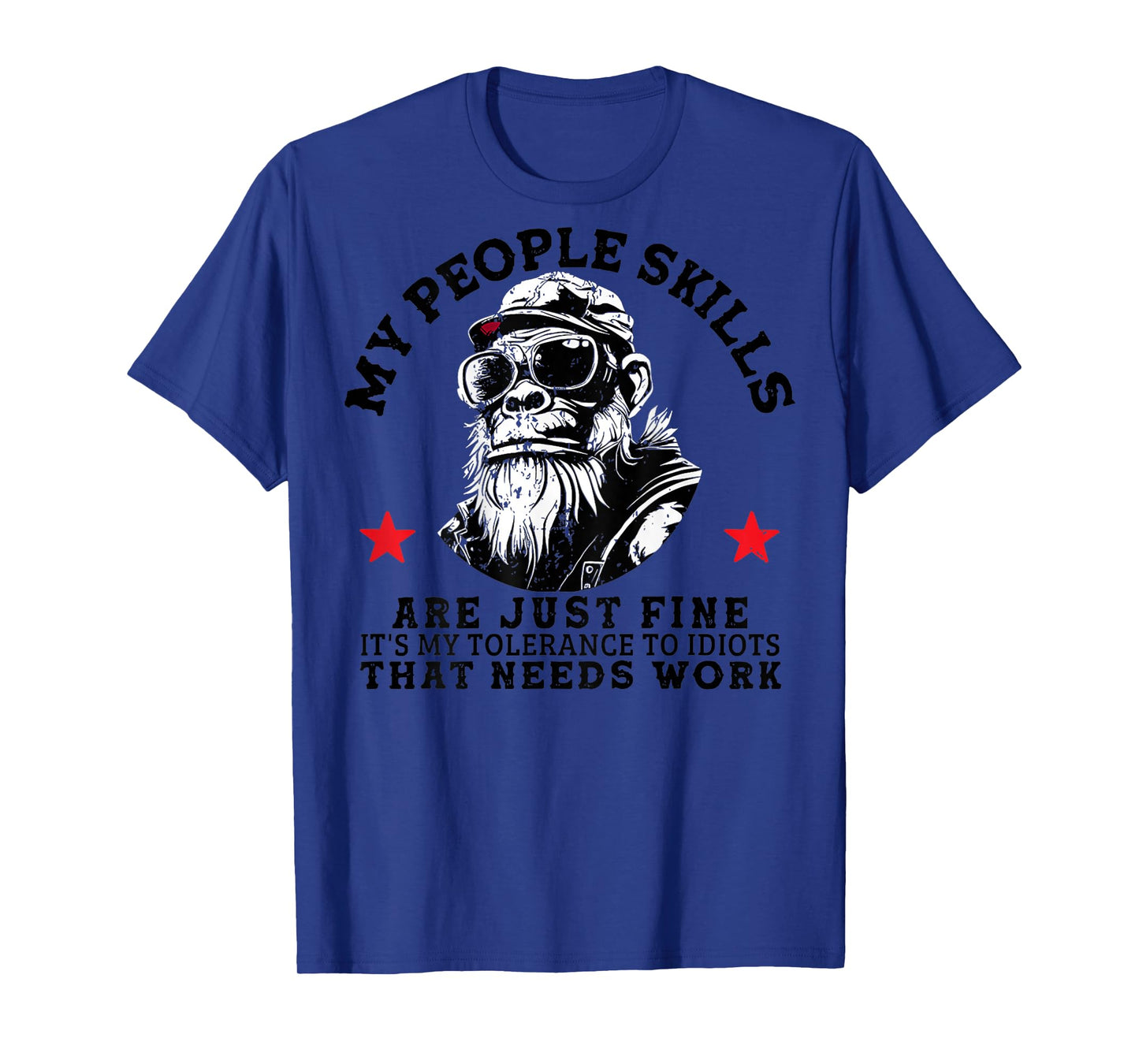 My People Skills Are Just Fine Funny Monkey (On Back) T-Shirt