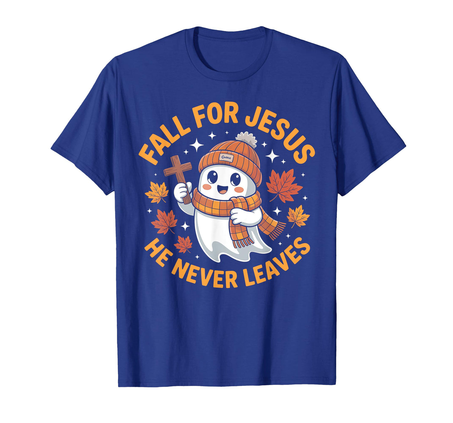 Fall for Jesus He Never Leave Cute Ghost Retro Halloween T-Shirt