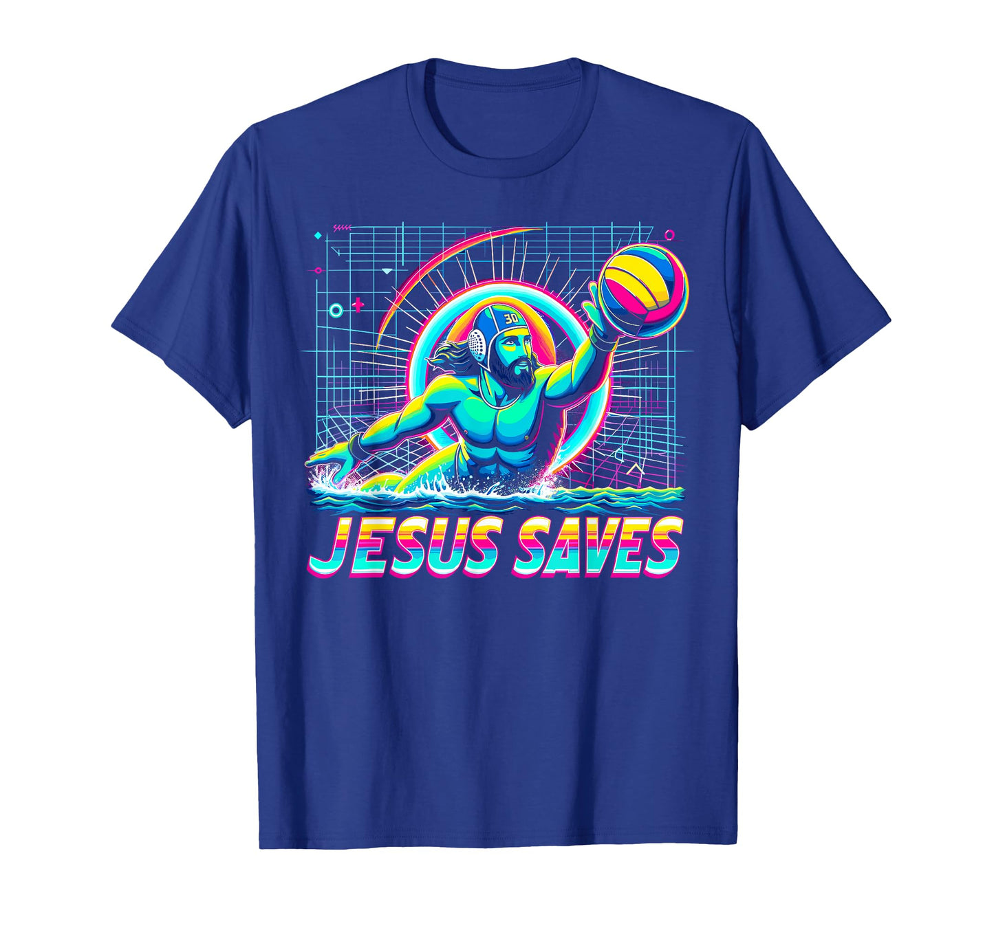 80s Vaporwave Jesus Saves Water Polo T-Shirt