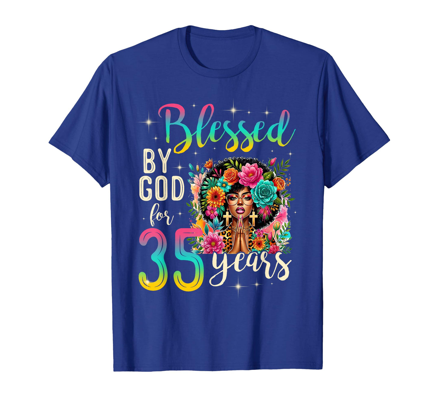 Black Girl Blessed by God for 35 Years Christian Birthday T-Shirt
