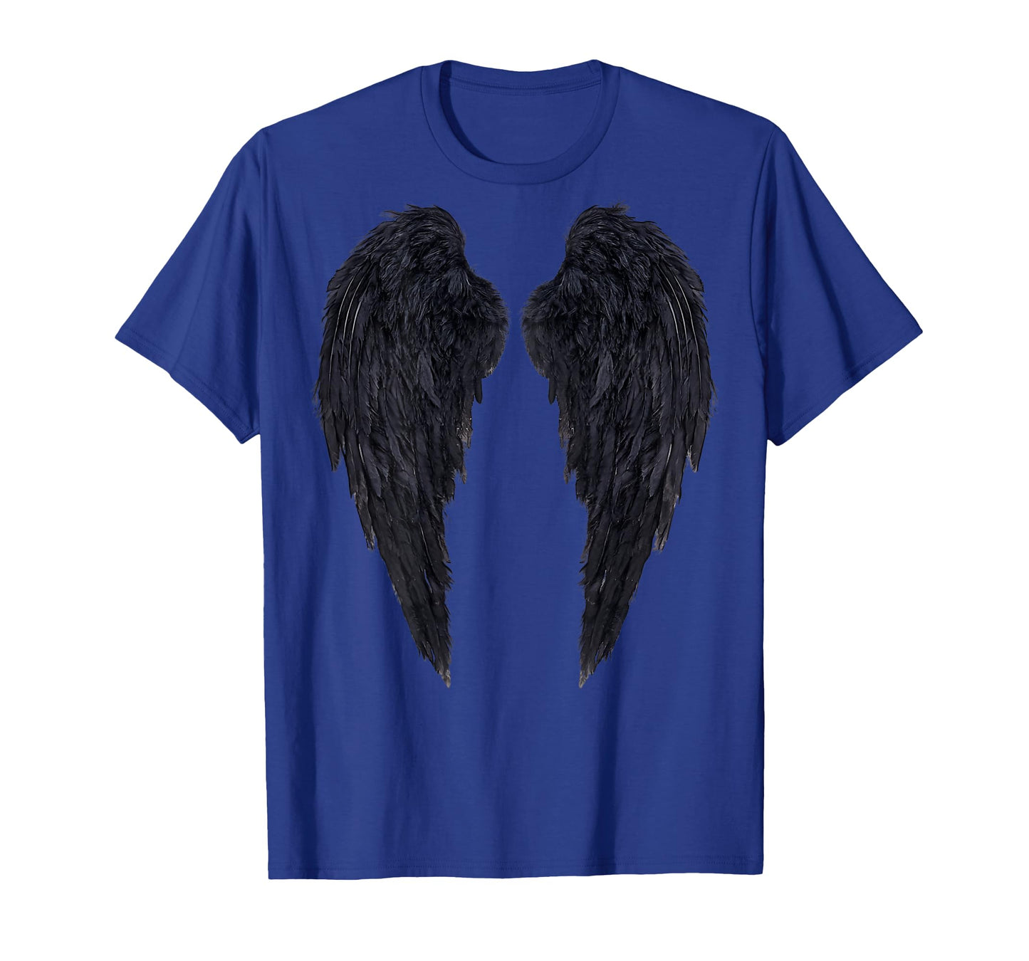 Black Angel Wings On The Back Of A T-Shirt