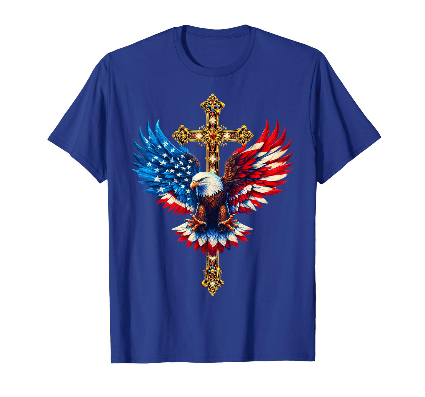 Bald Eagle Christian Faith Ctoss USA Flag Patriotic American T-Shirt