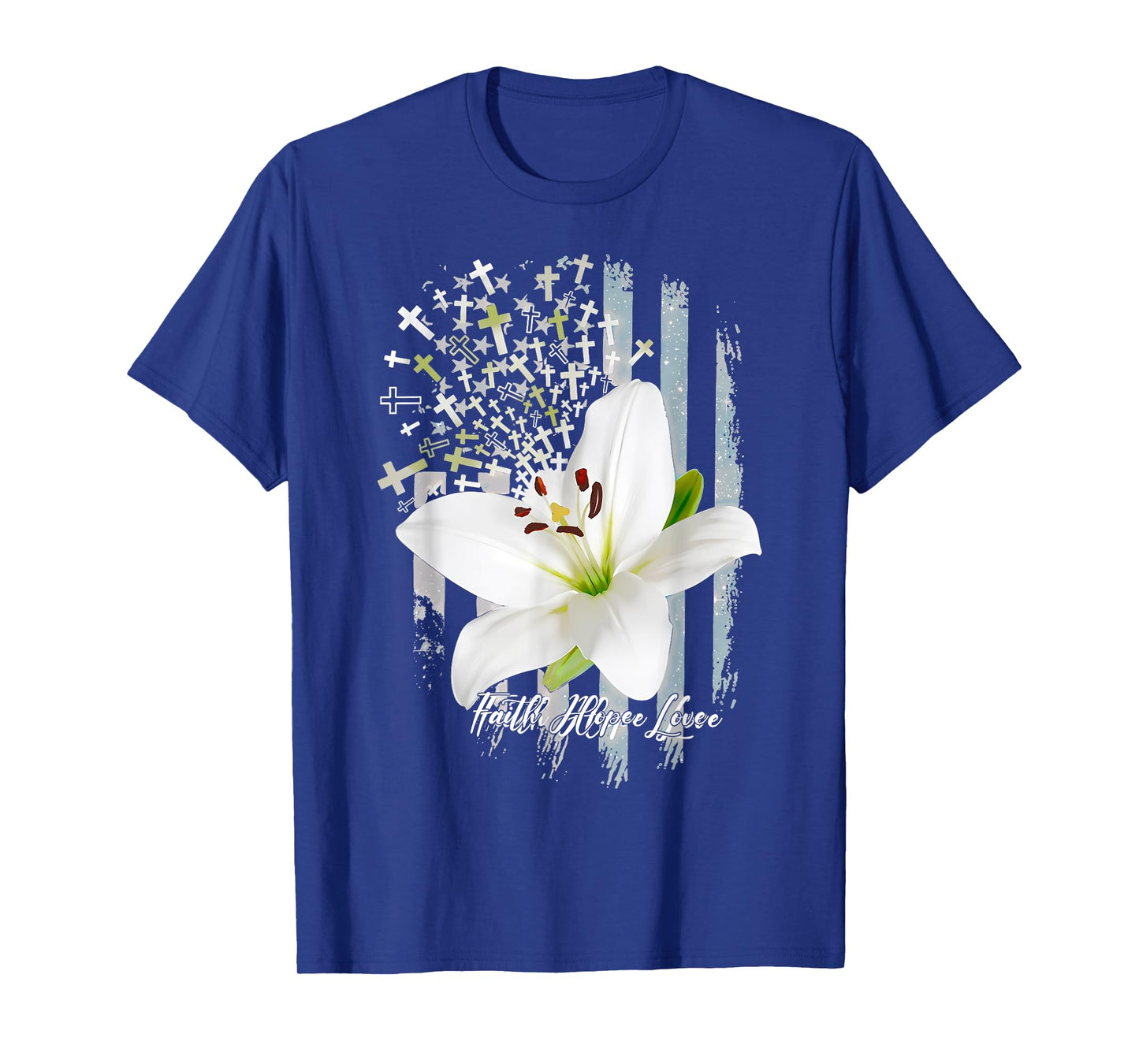 Jesus Cross Christian Faith Hope Love Religious Lily Flower T-Shirt