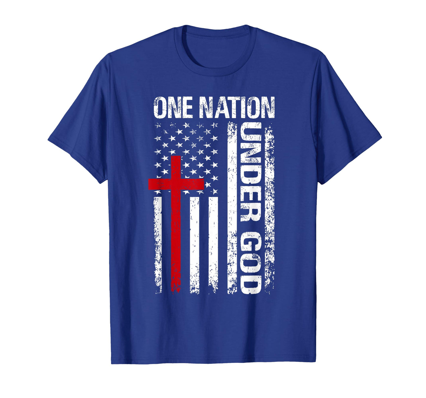 One Nation Under Vintage God Cross Christian American Flag T-Shirt