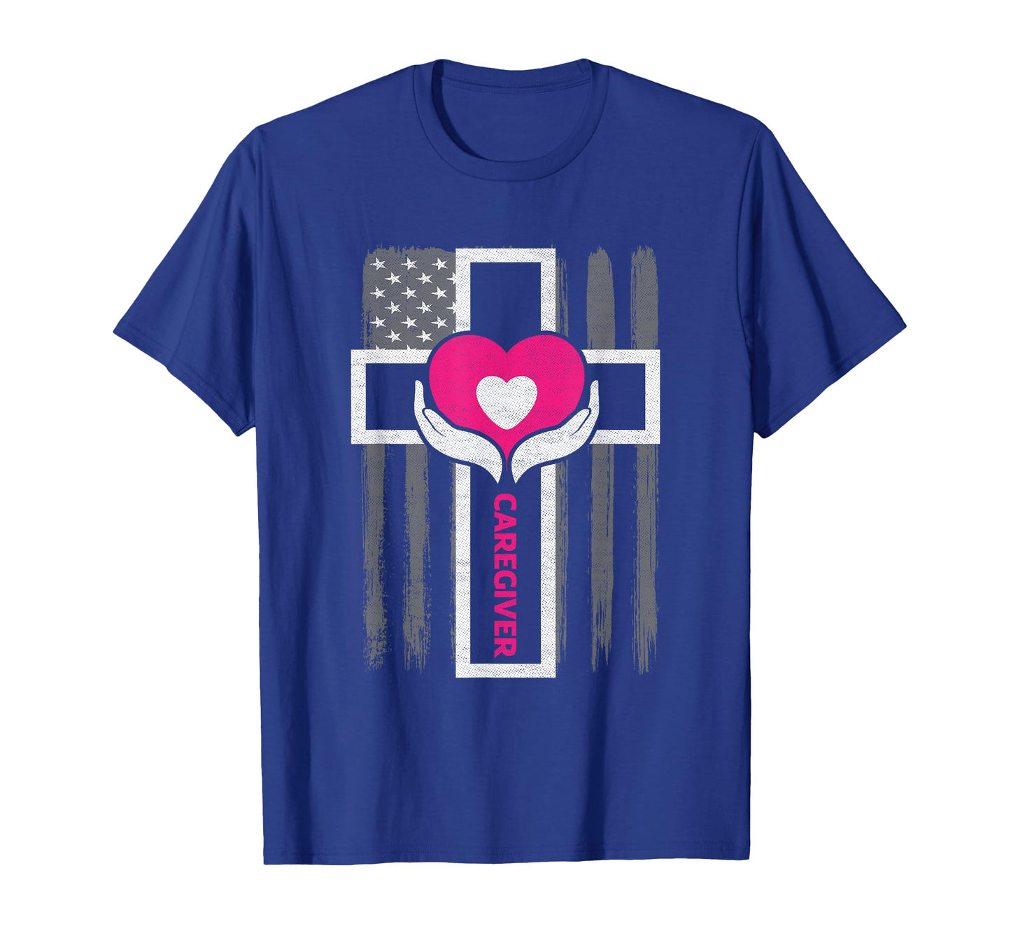 Christian Caregiver Jesus Christ USA Flag Funny Caregiver Women Men T-Shirt