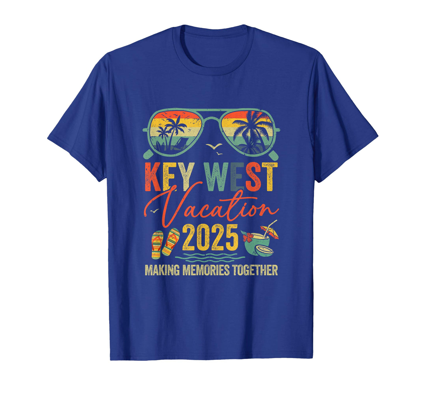 Retro Key West Vacation 2025 Memories Matching Group Trip T-Shirt