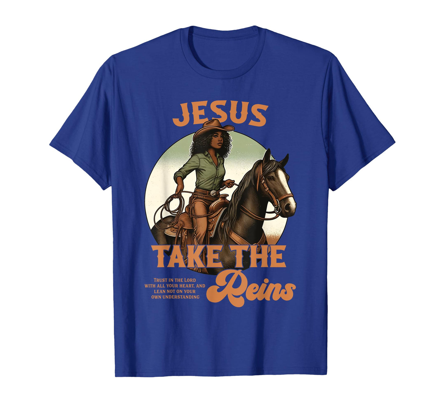 Jesus Take The Reins Christian Black Cowgirl Western Texas T-Shirt