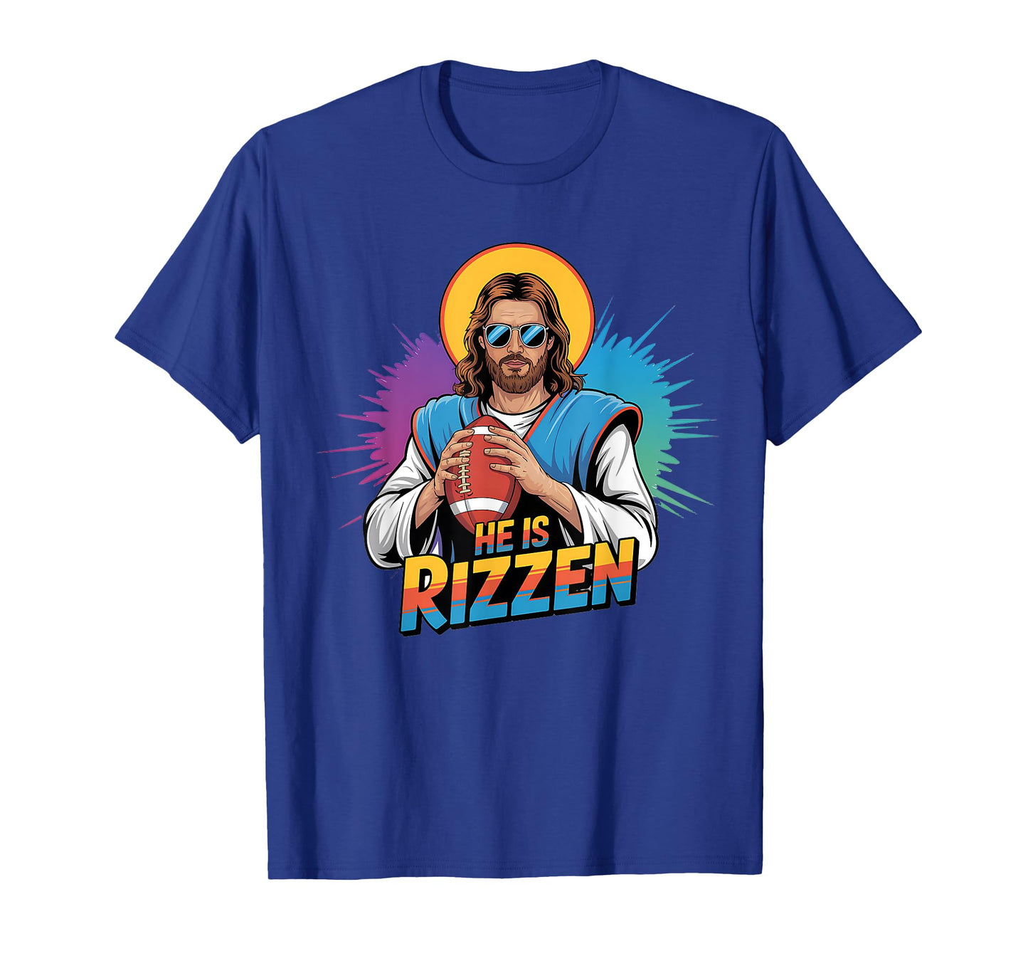 Funny He Is Rizzen Jesus Shirt Football Boys Kids Easter T-Shirt