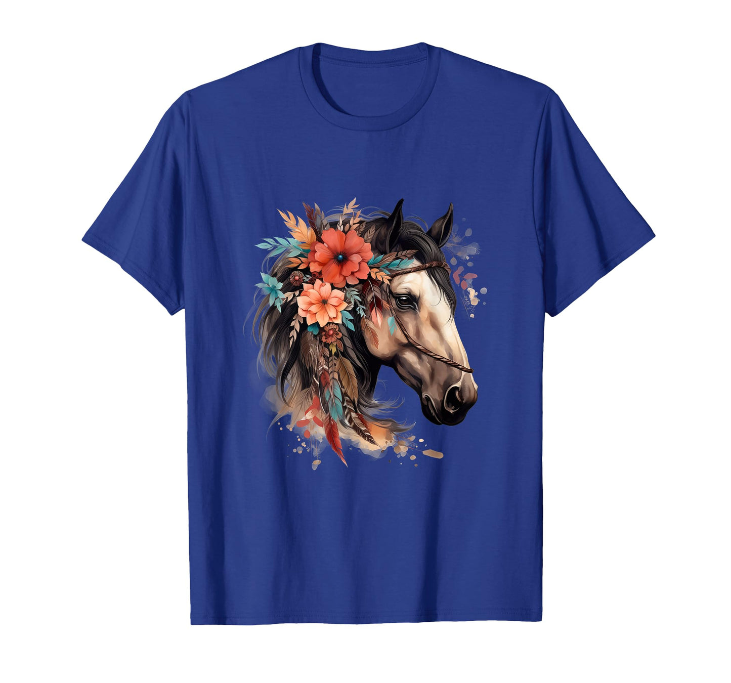 Floral Wild Horse Country Horse Riding T-Shirt