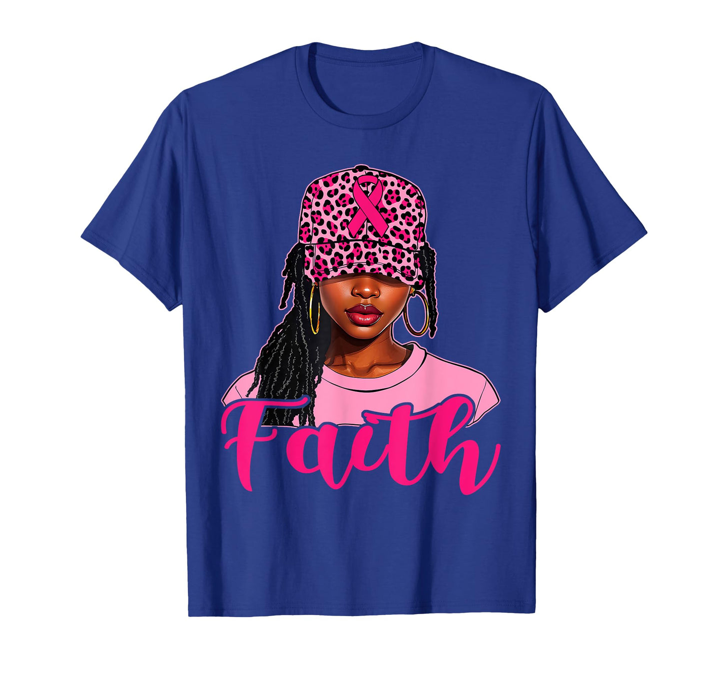 Faith Black Women Afro Christian Breast Cancer Awareness T-Shirt