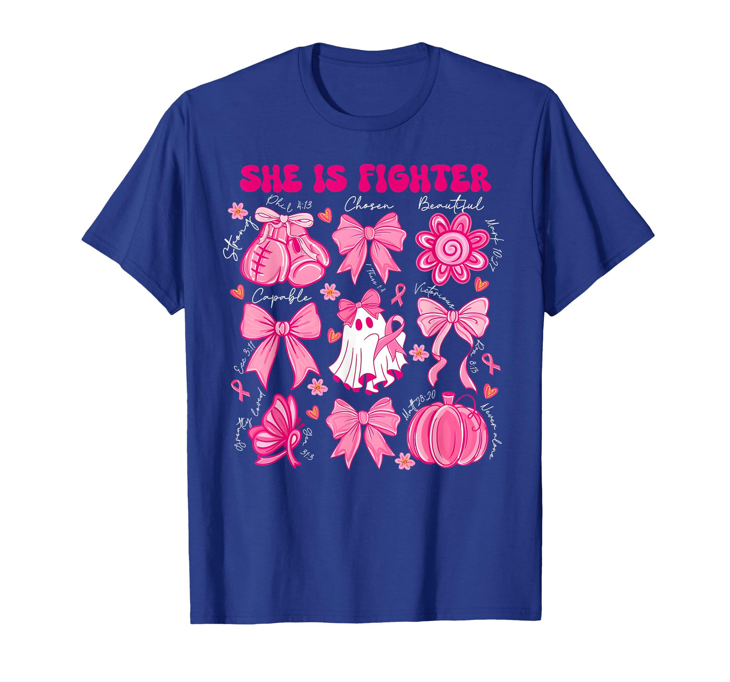 She Is A Fighter Christian Breast Cancer Warrior Wear Pink T-Shirt