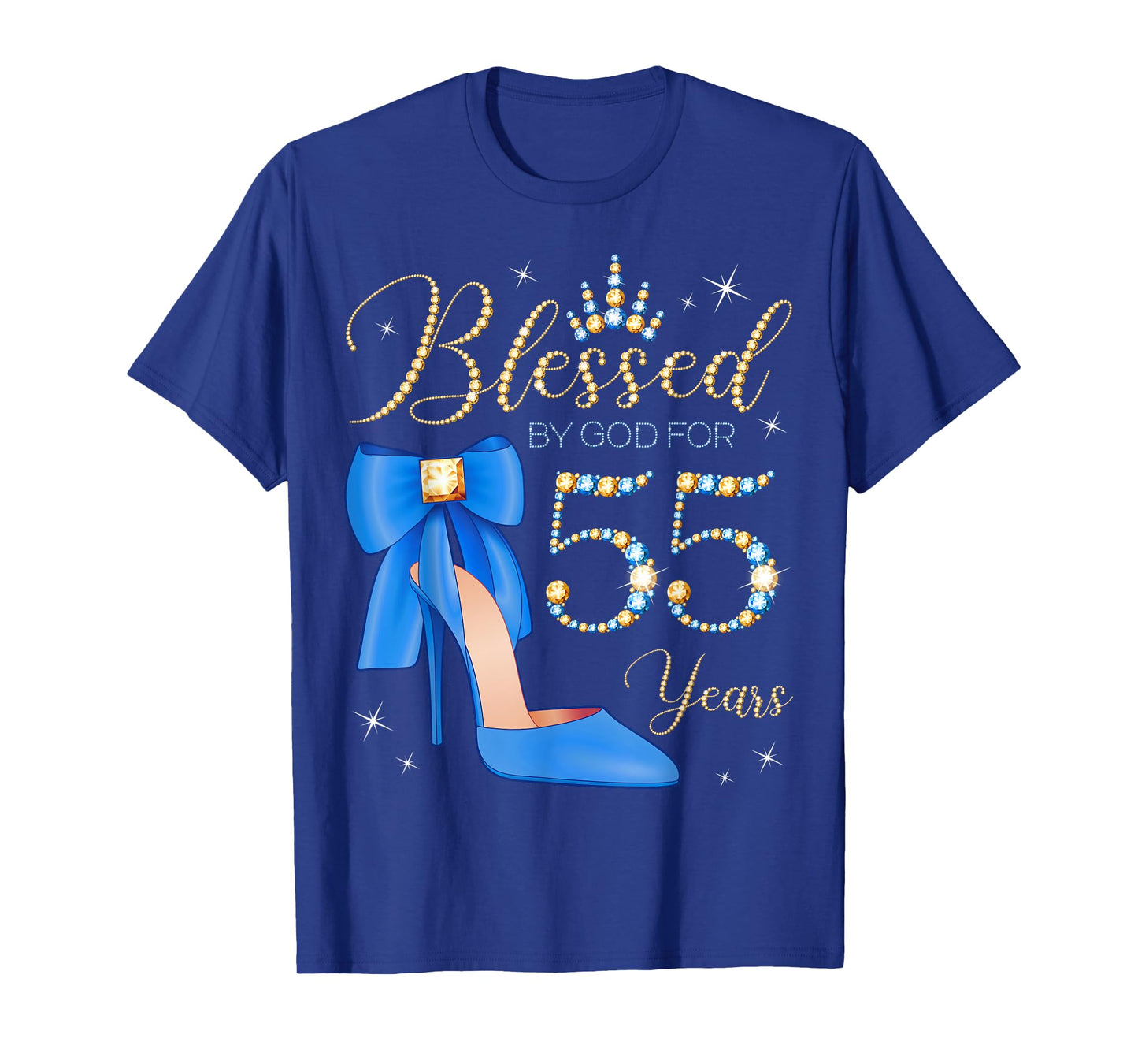 Blessed By God For 55 Years Old 55th Birthday Party Queen T-Shirt