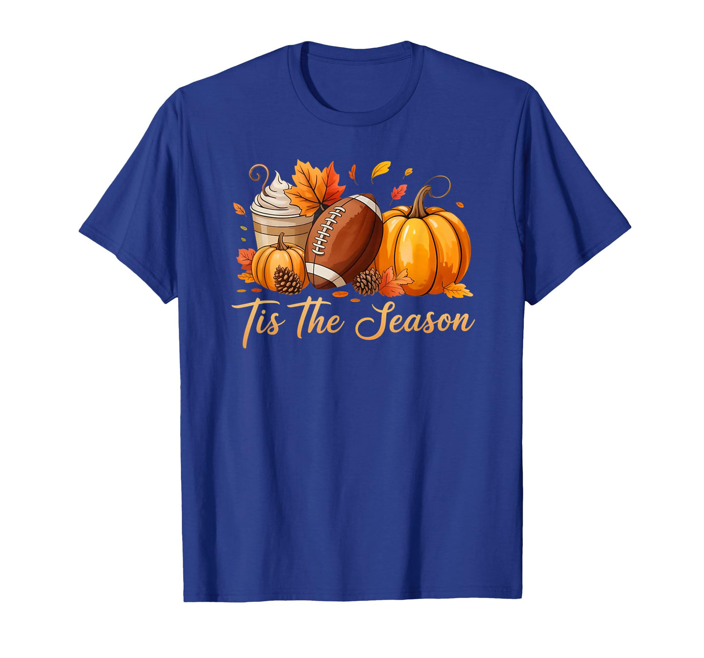 Tis The Season Fall Thanksgiving Pumpkin Spice Football Tee T-Shirt