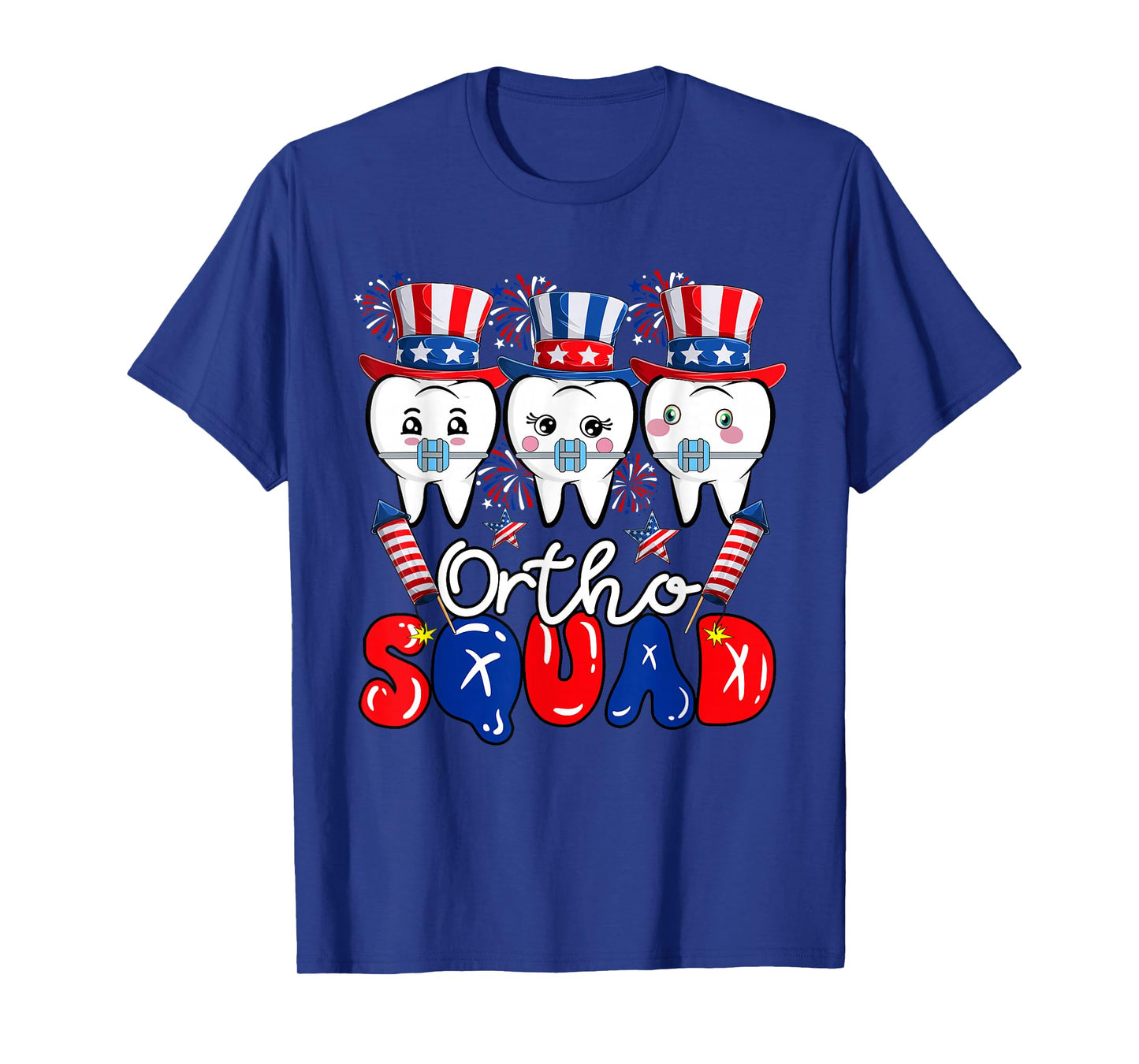 Ortho Squad 4th July US Flag Orthodontist Braces Dentist T-Shirt
