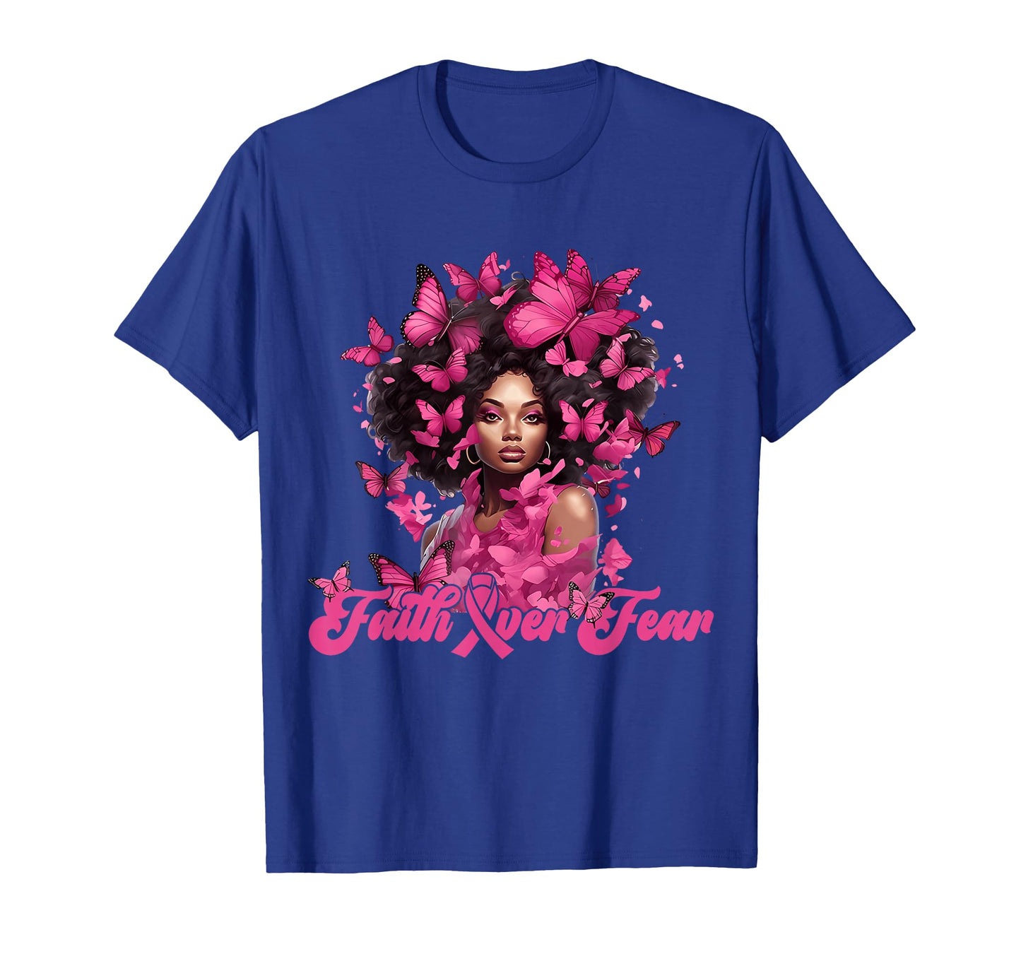 Faith Over Fear Breast Cancer Awareness Black Women Melanin T-Shirt