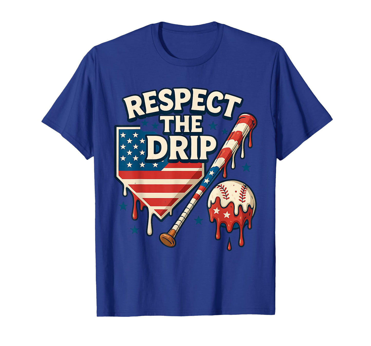 Baseball Design for Boys Cool 4th of July Ice Cream Drip T-Shirt