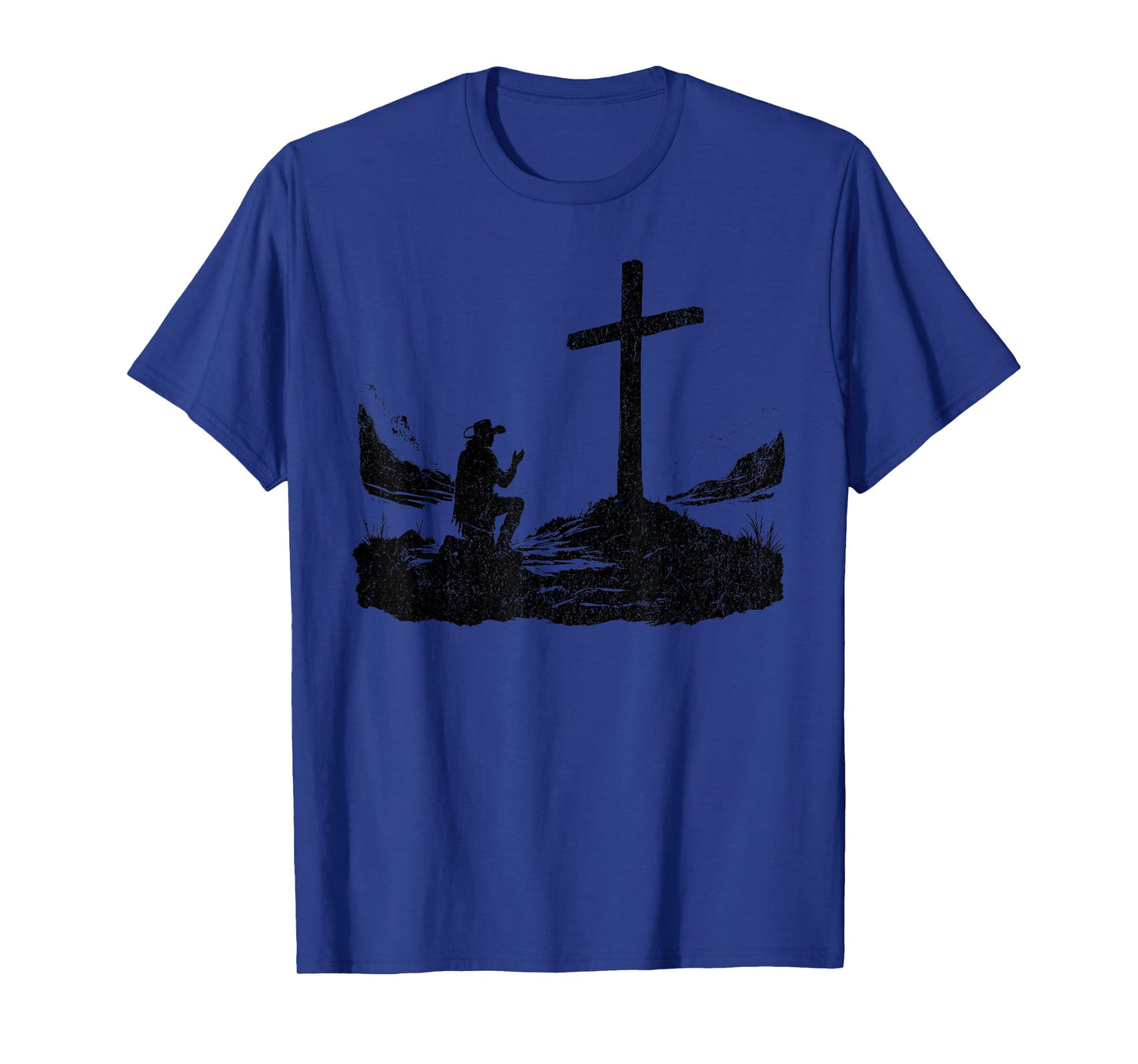 Cowboy Kneeling at Cross Western Christian Cool Design Jesus T-Shirt