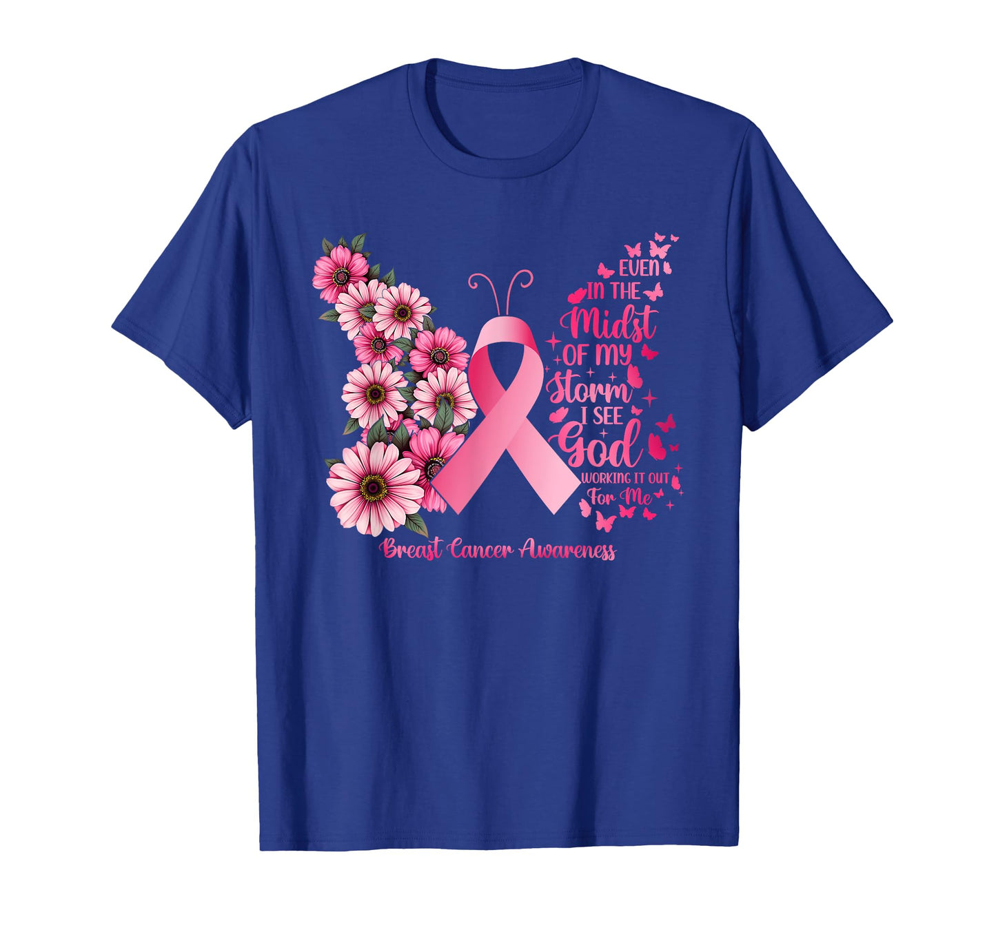 Bible Verse God Butterfly Breast Cancer Awareness T-Shirt
