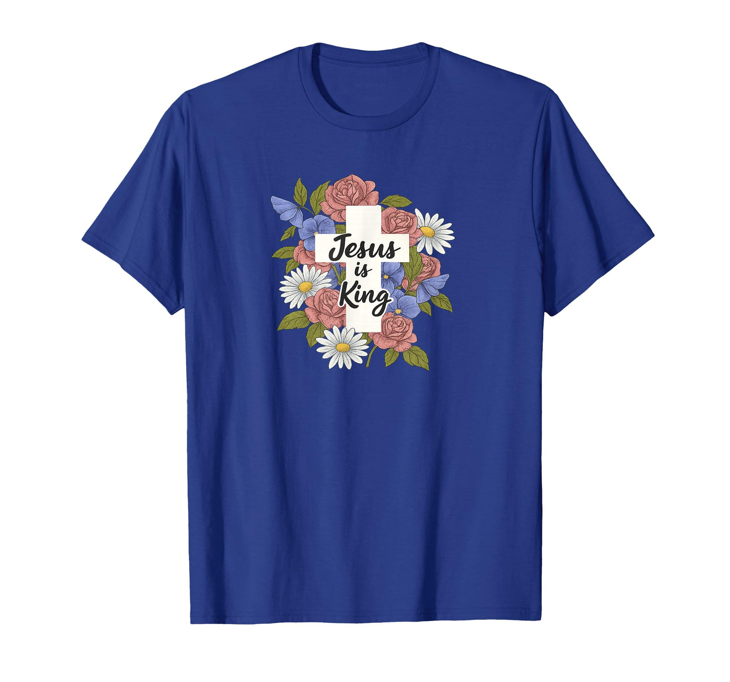 Jesus is King Cross with Floral Wreath T-Shirt