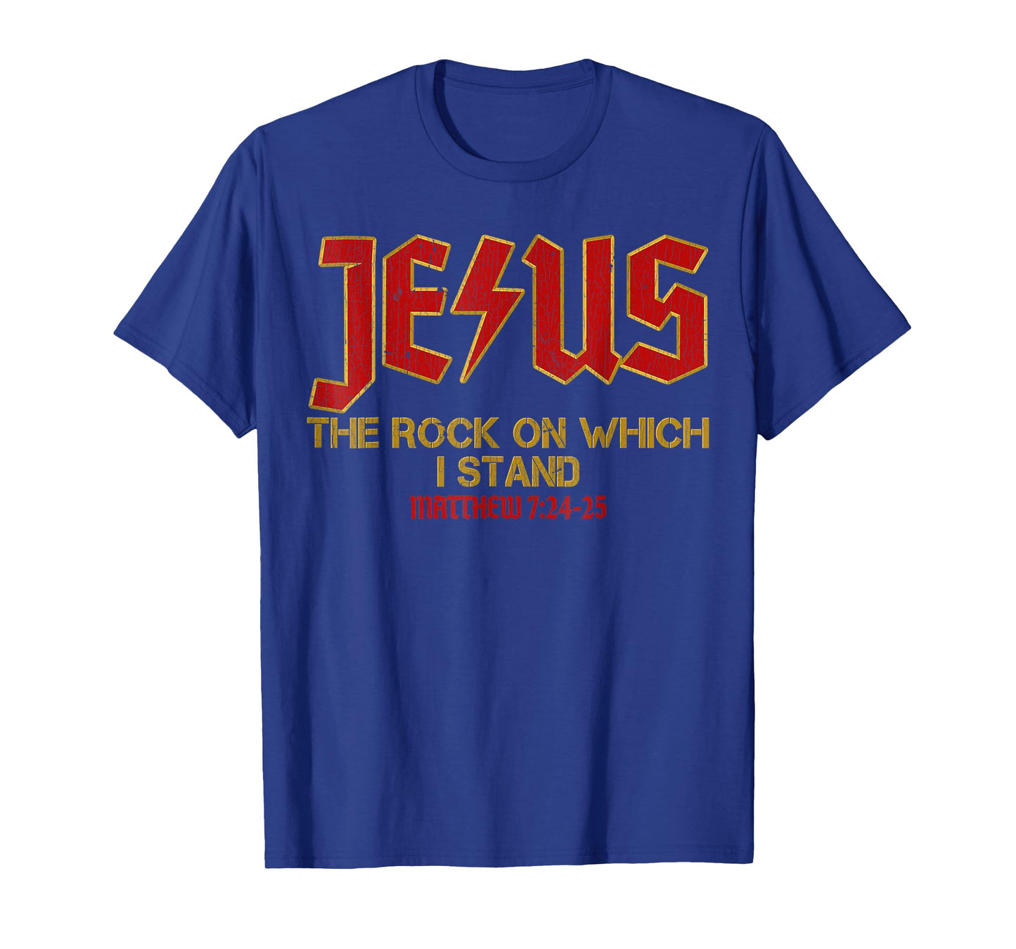 Vintage Retro Christian Jesus Rock Band Matthew 7:24 Retro V T-Shirt