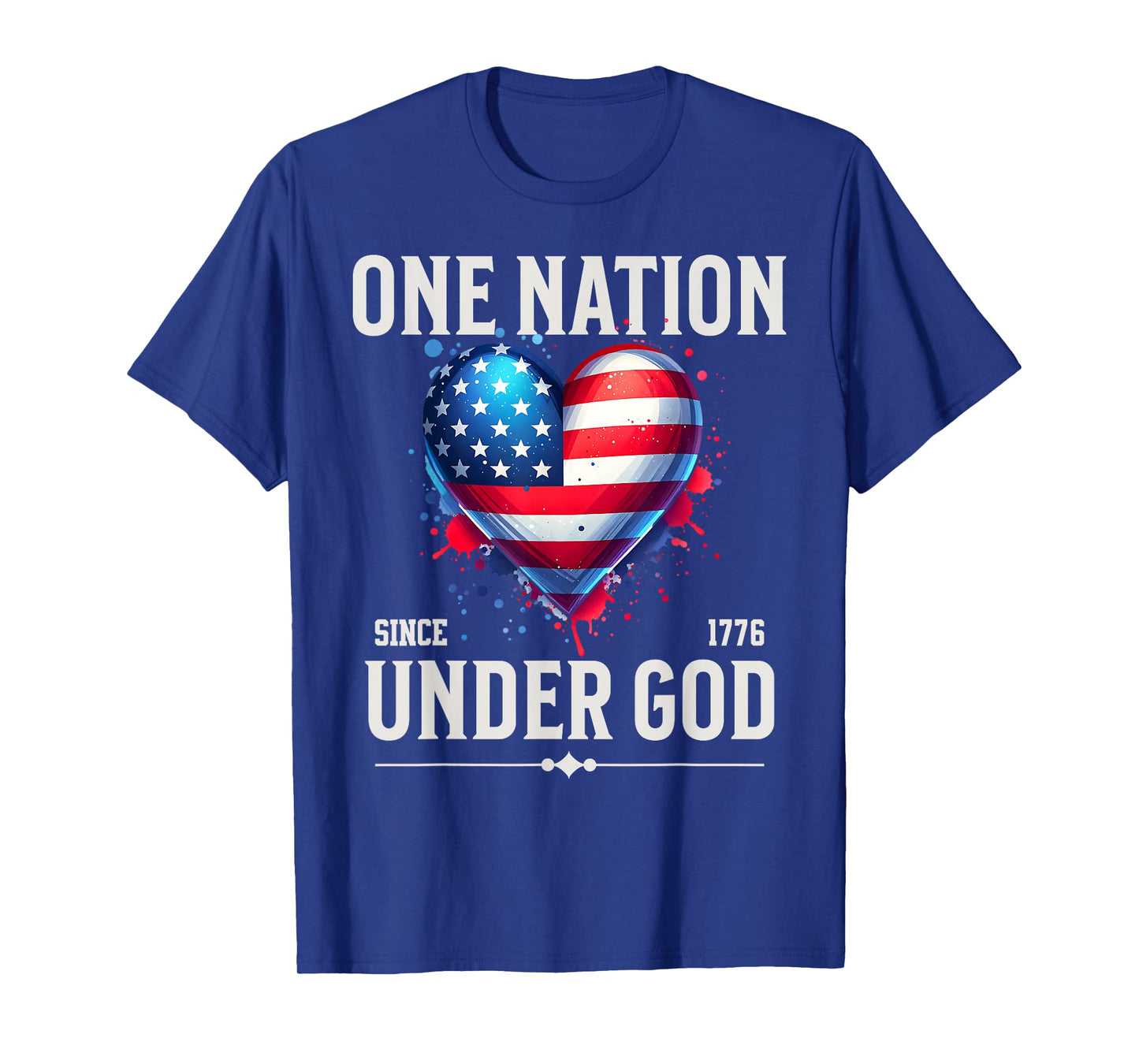 One Nation Under God Heart Flag Patriotic Christian T-Shirt