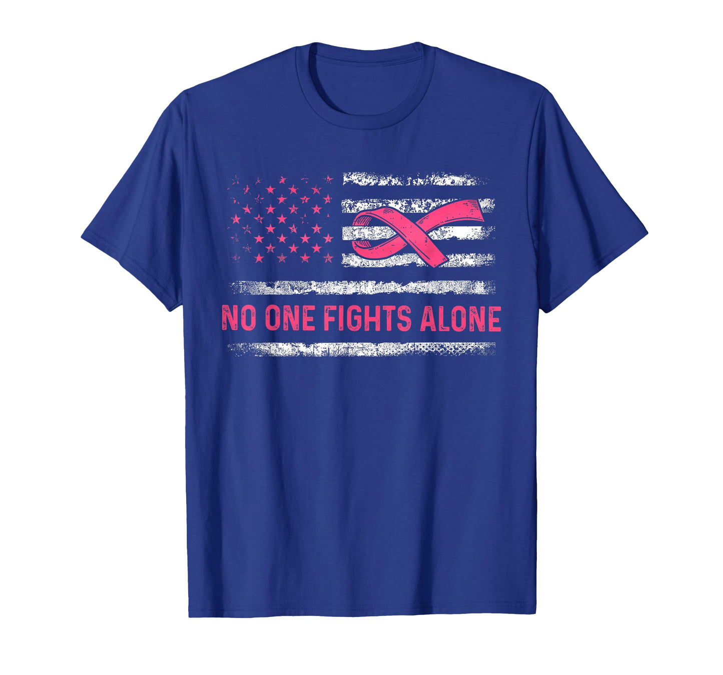 Alone American Flag Pink Ribbon T-Shirt