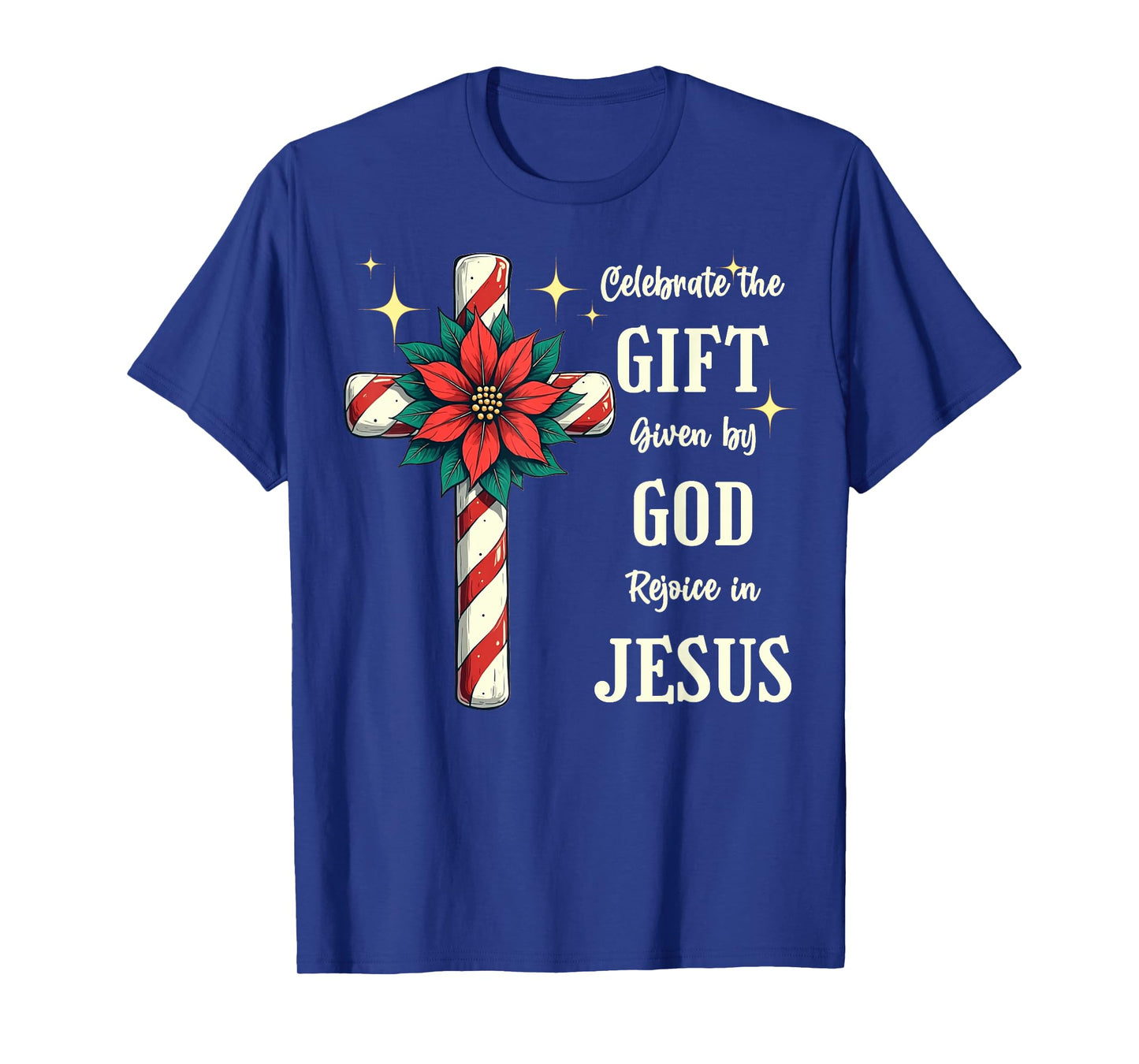 Celebrate Jesus Birth Christian Christmas Candy Cane Cross T-Shirt
