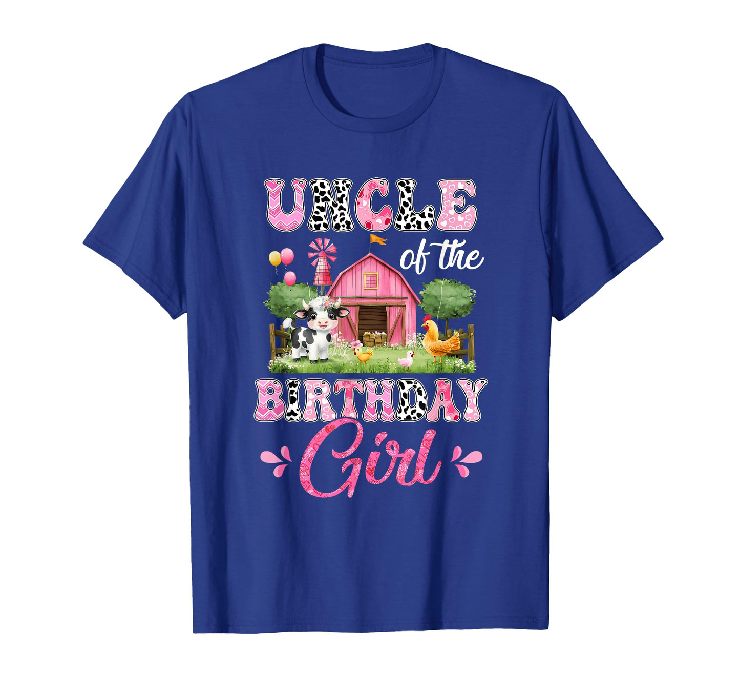 Uncle Of The Birthday Girl 1St Birthday Cow Farm Family T-Shirt