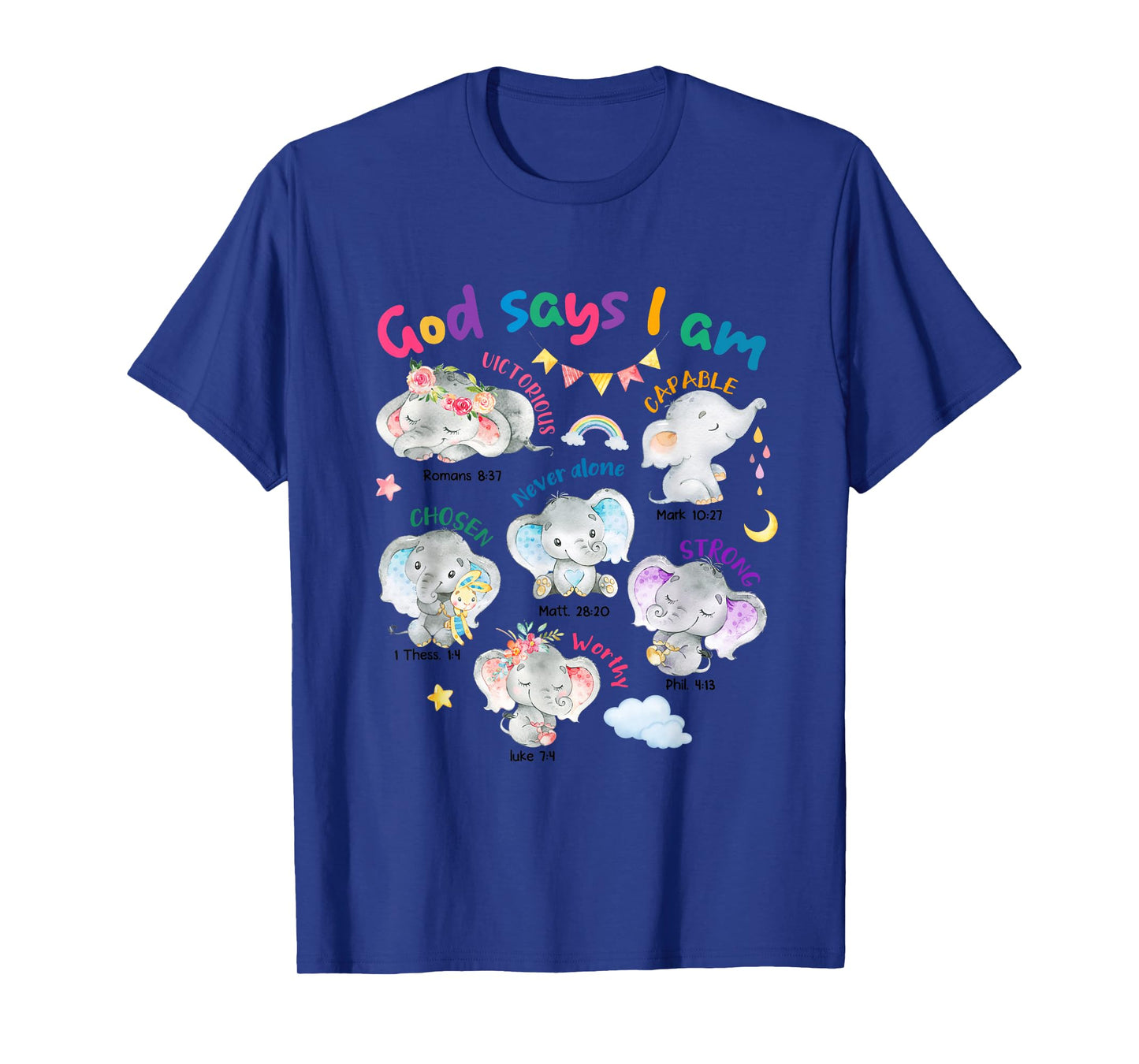 God Says I Am Cute Elephant Bible Verse Kids Toddler Girls T-Shirt