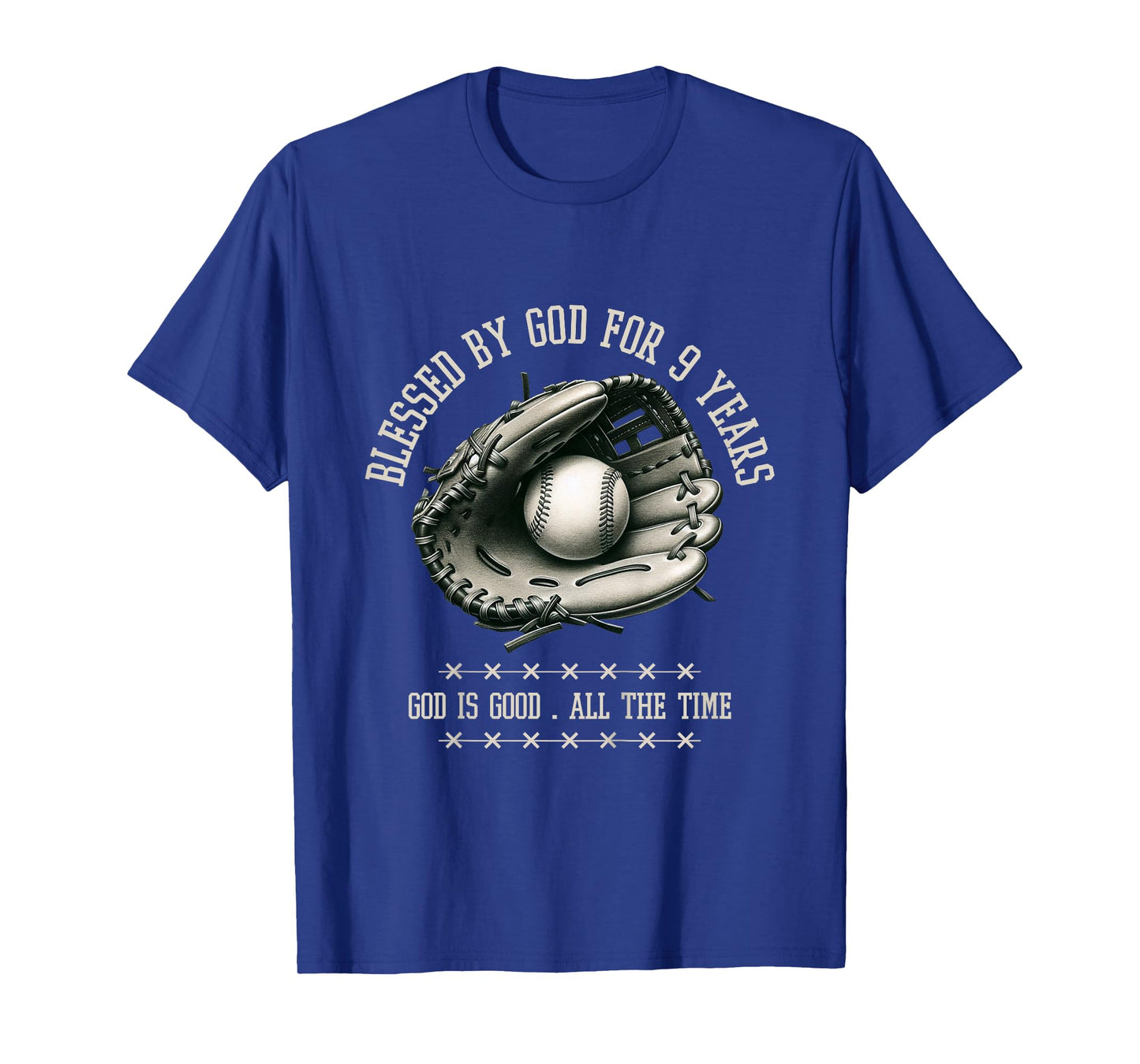 Kids Blessed by God for 9 Years Old Baseball 9th Birthday Gifts T-Shirt
