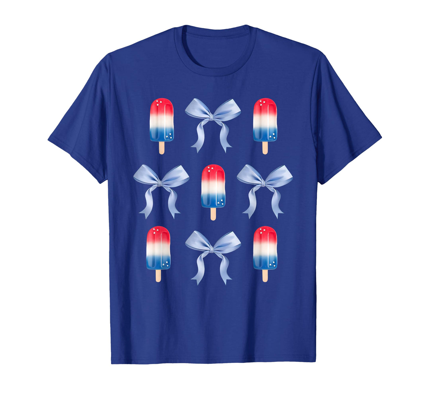 Coquette Bow Preppy 4th Of July Popsicle Bow Girl Women T-Shirt