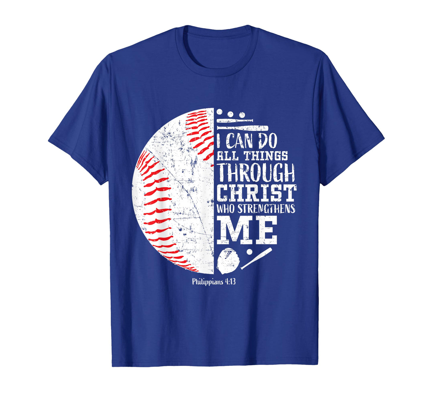 Baseball Gifts Bible Verse Sayings Philippians 4:13 Boys Men T-Shirt