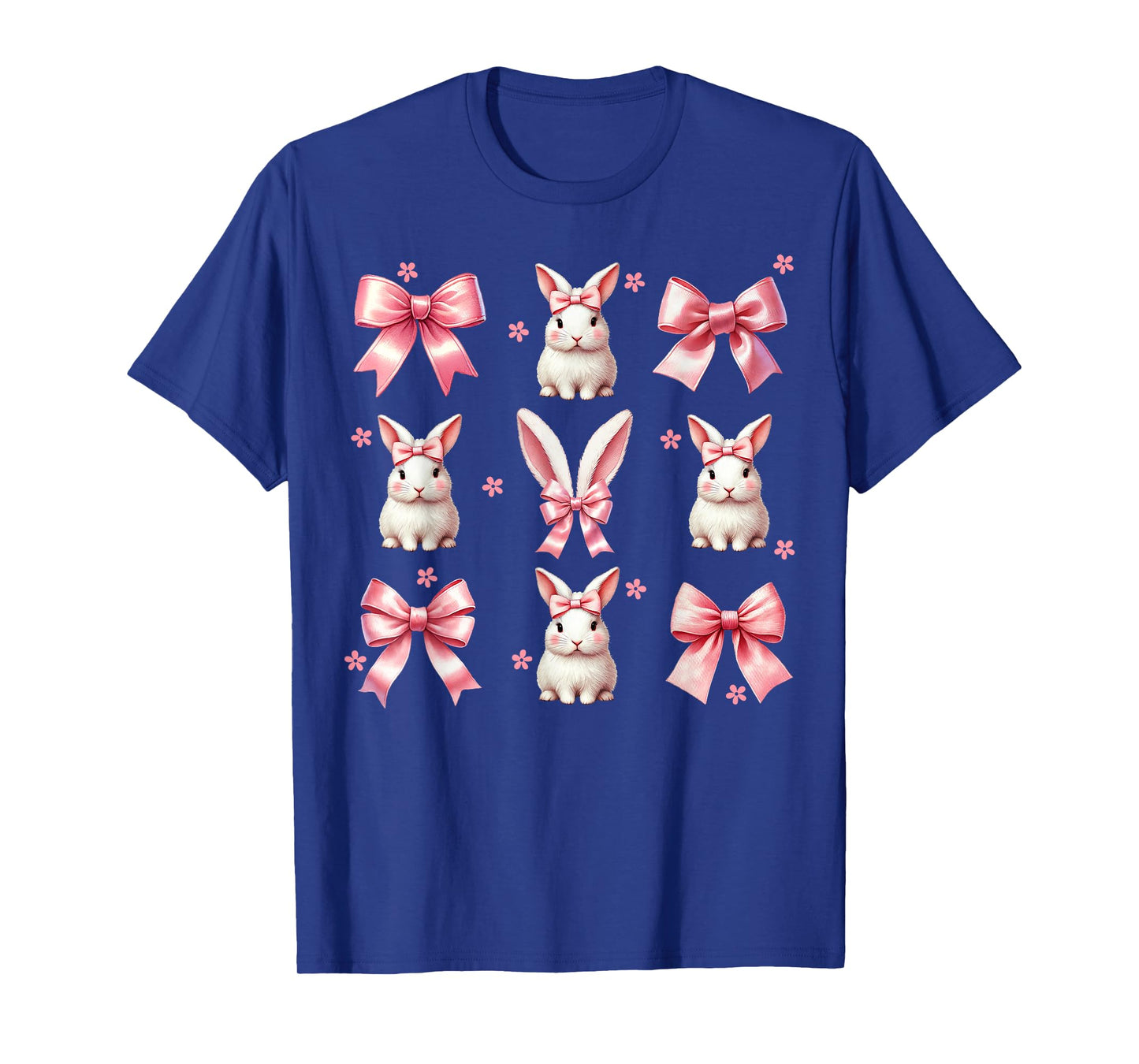 Girls Women Bunny Rabbit Coquette Pink Bow Happy Easter Day T-Shirt