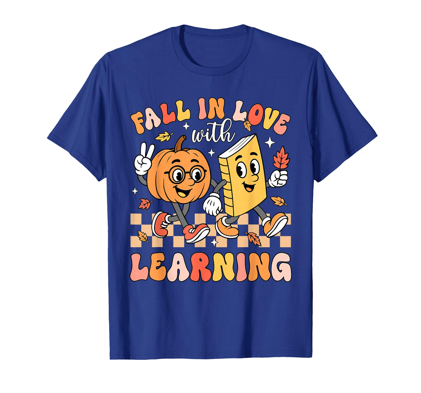 Retro Fall In Love With Learning Autumn Pumpkin Teacher T-Shirt