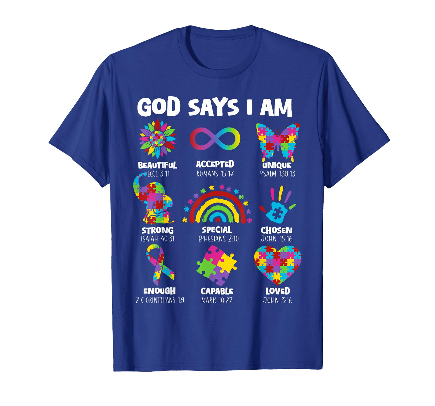 God Says I Am Autism Christian Boy Girl Kid Autism Awareness T-Shirt