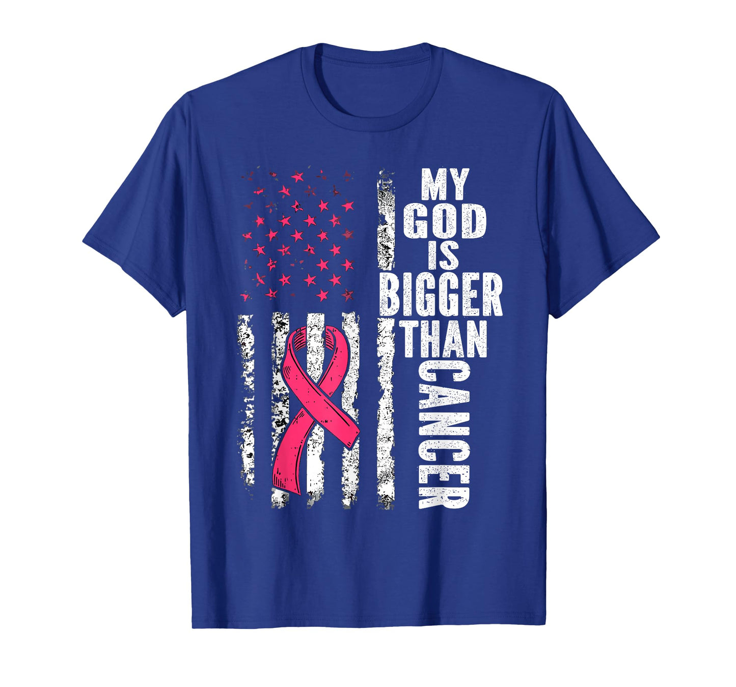 My God is Bigger Than Cancer Breast Cute Pink Ribbon Jesus T-Shirt