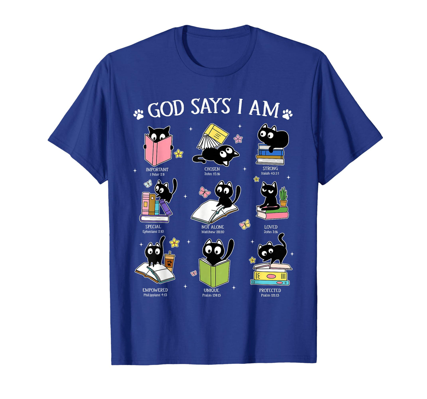 God Says I Am Cat Book Lover Christian Cute Jesus Girls Kids T-Shirt