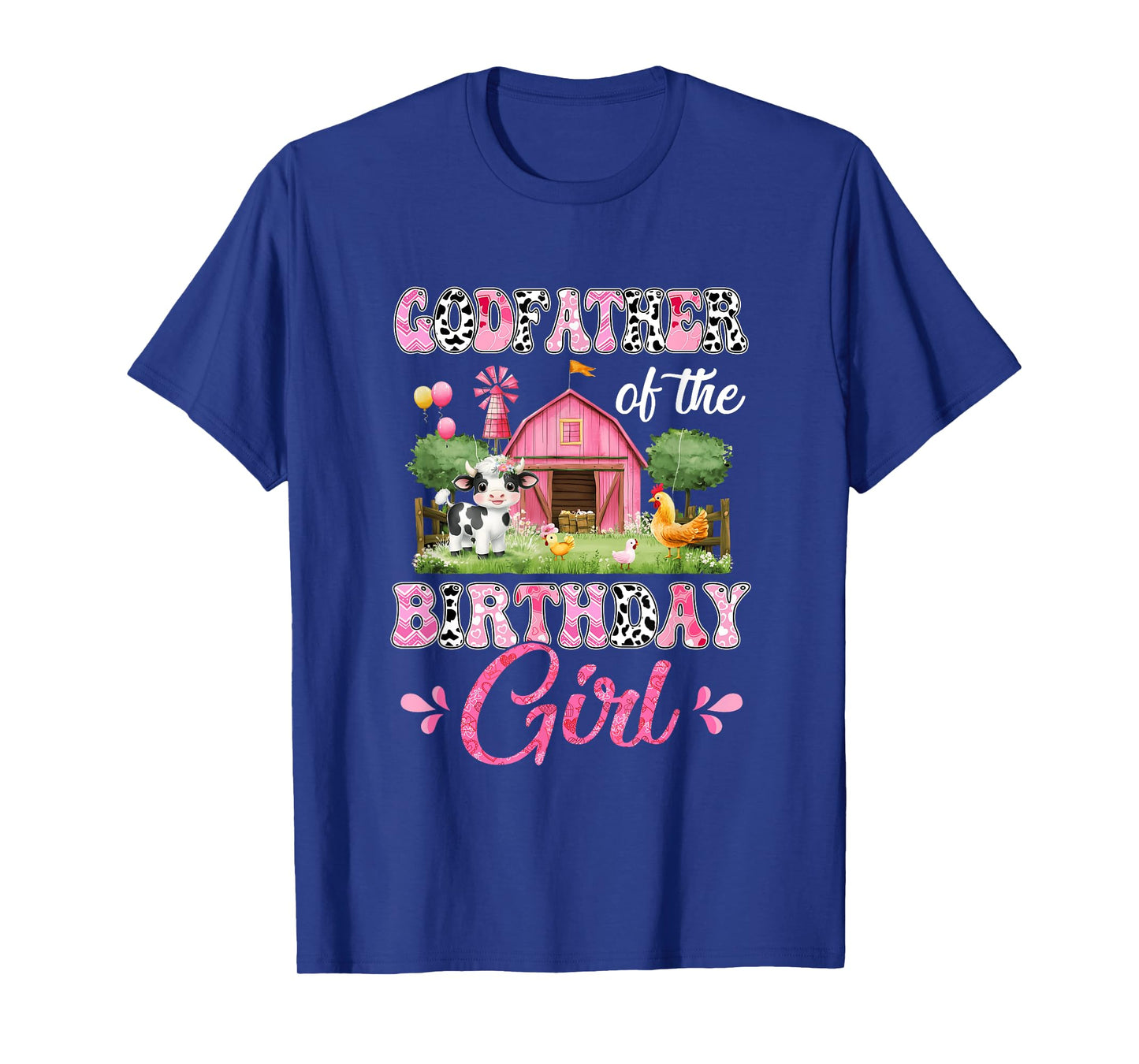 Godfather Of The Birthday Girl 1St Birthday Cow Farm Family T-Shirt
