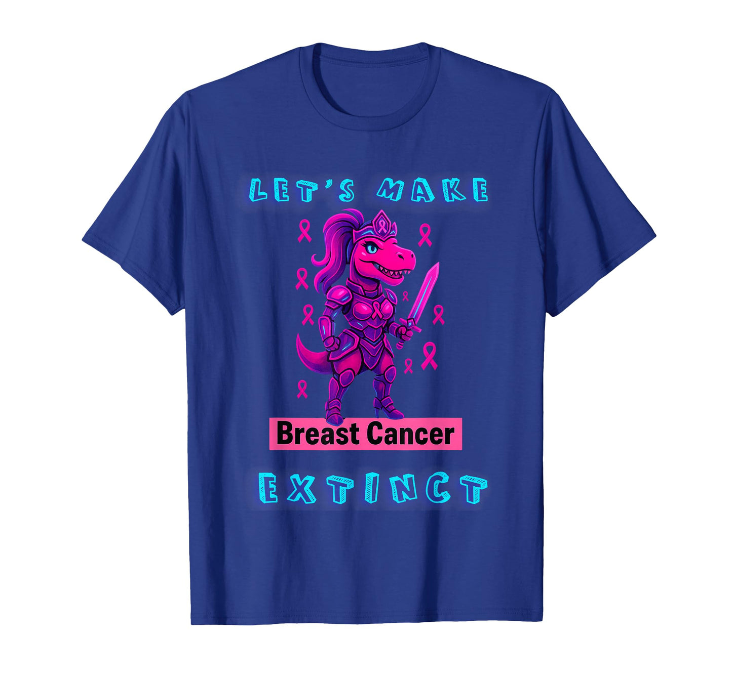 Let's Make Breast Cancer Extinct Pink Ribbon Dinosaur T-Shirt