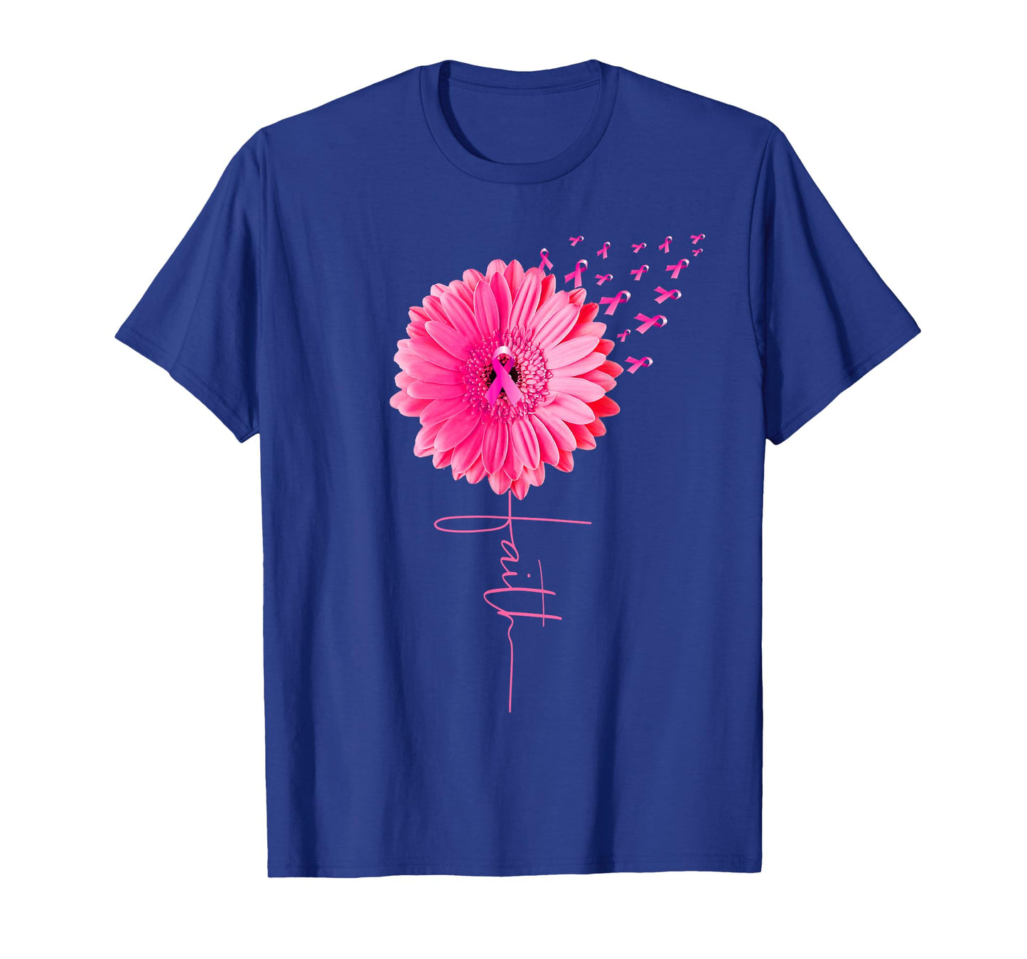 Pink Ribbon Daisy Faith Breast Cancer Awareness Month T-Shirt