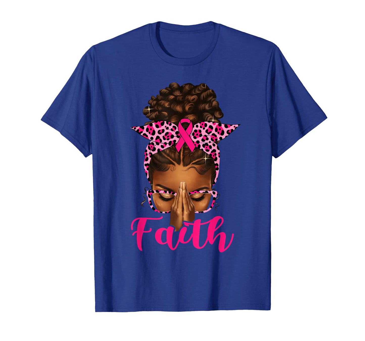 Faith Black Women Afro Christian Breast Cancer Awareness T-Shirt
