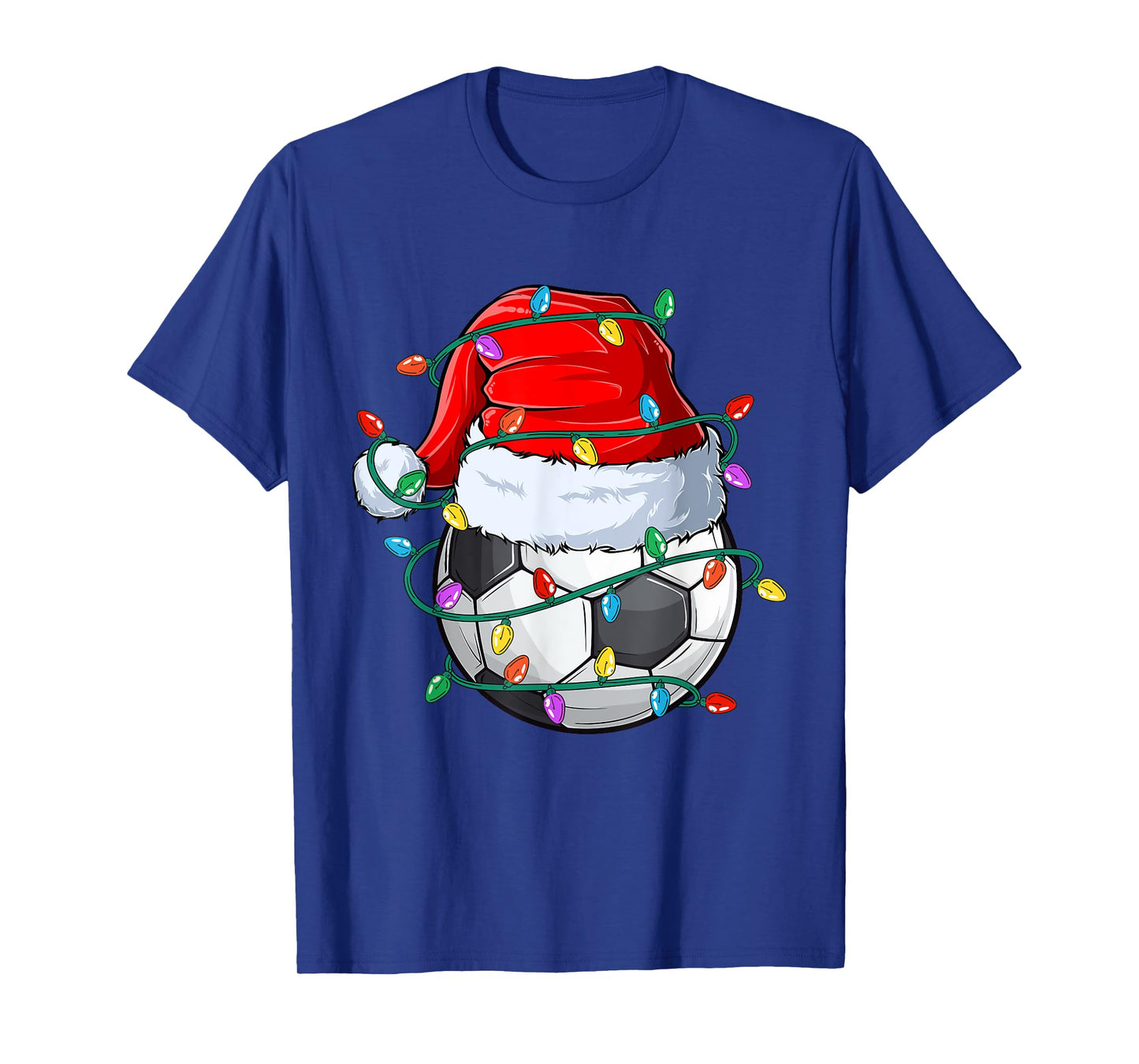 Christmas Soccer Xmas Santa Sports Hat Ball Kids Boys Men T-Shirt