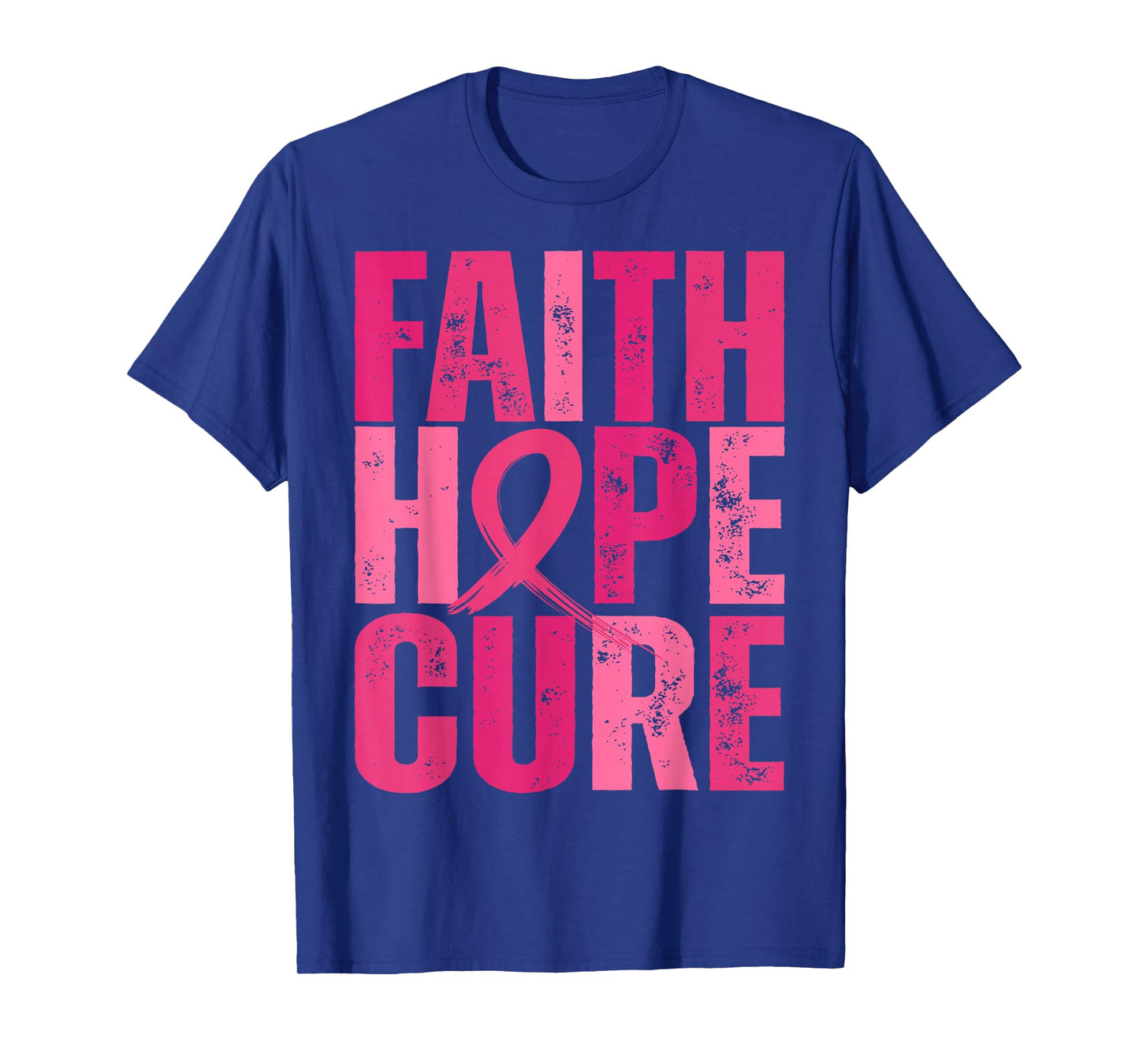 Retro Faith Hope Cure Pink Ribbon Breast Cancer Awareness T-Shirt