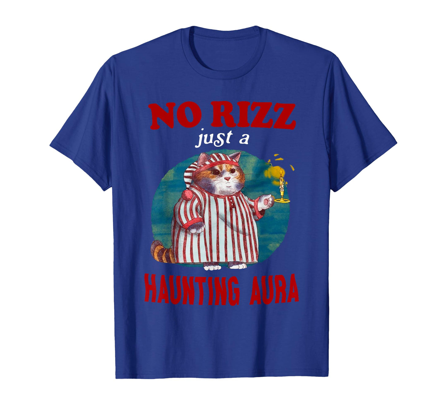 Retro Vintage No Rizz Just A Haunting Aura Funny Cat Meme T-Shirt for Men Women