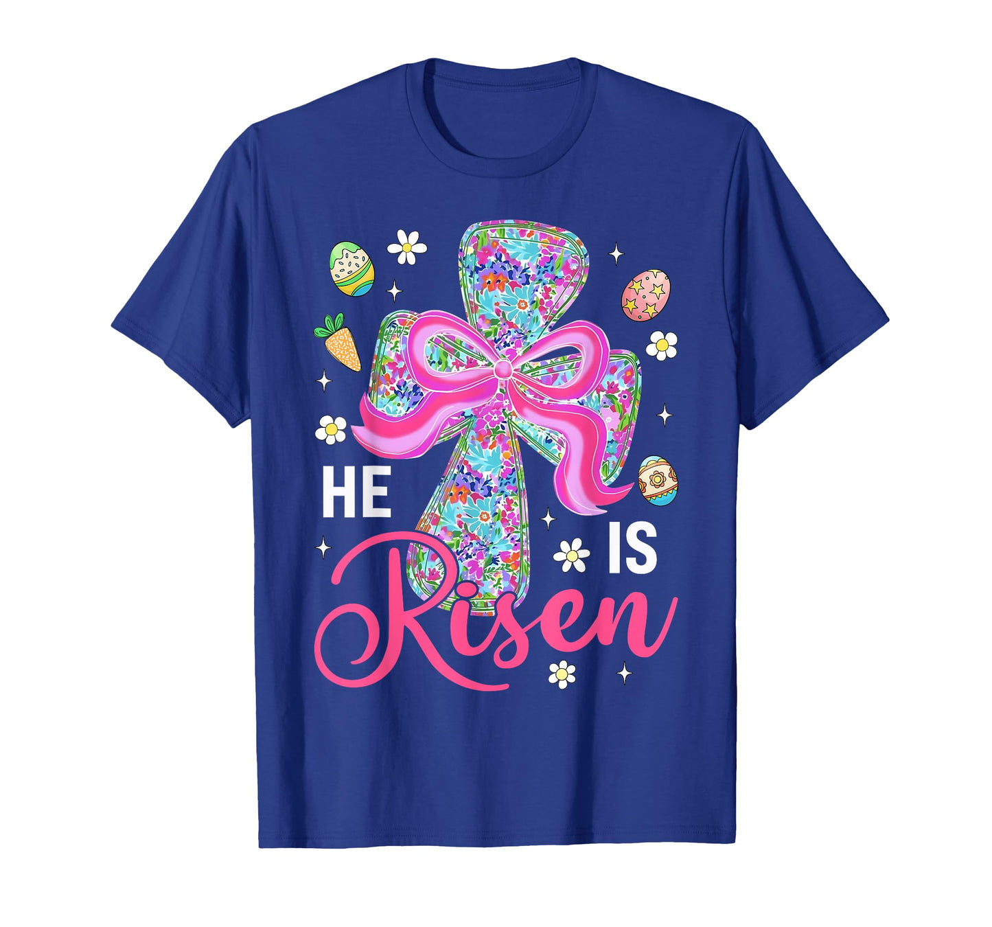 He is Risen Jesus Christian Cross Coquette Bow Easter Bunny T-Shirt